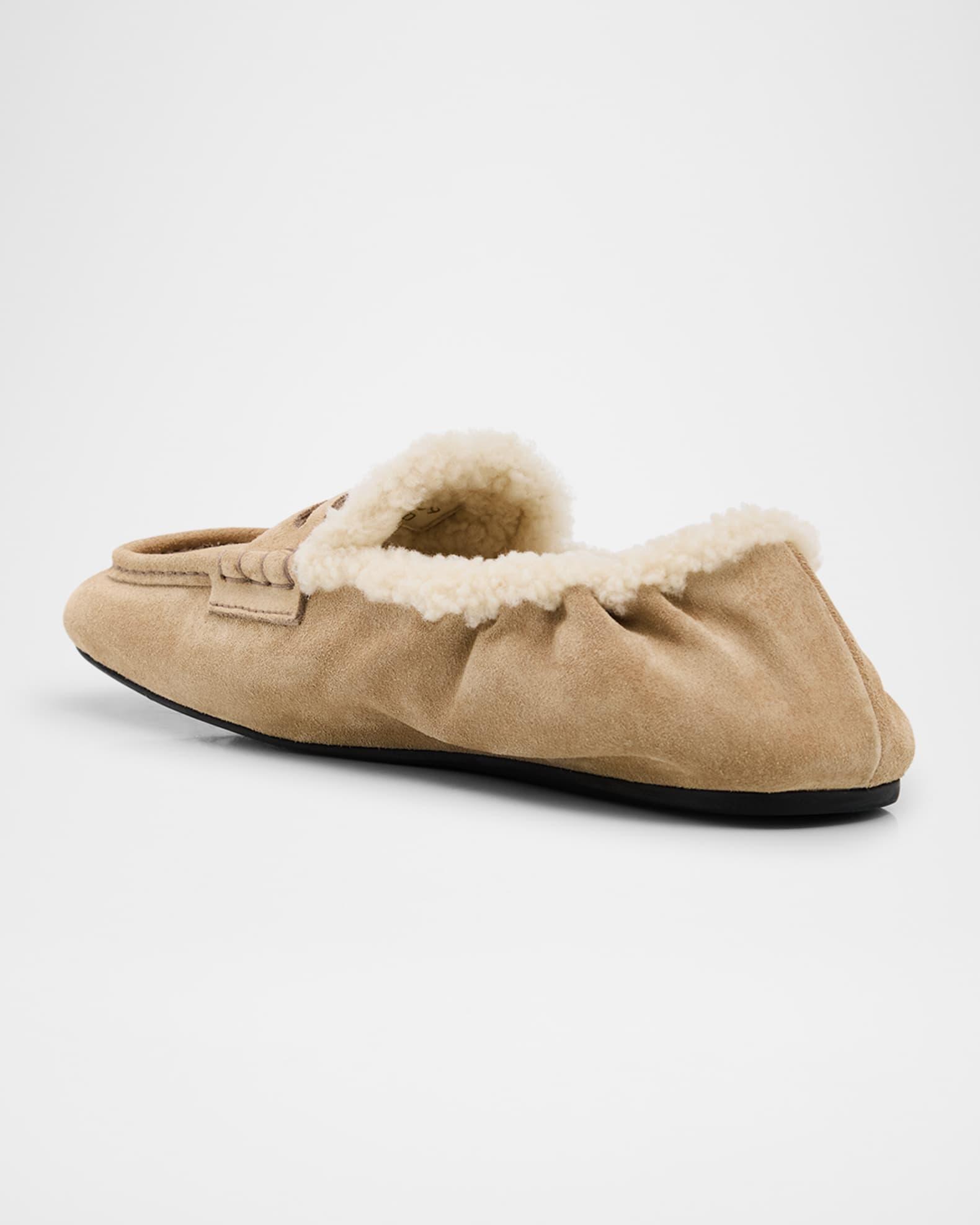 Shearling Lined Suede Penny Loafers Product Image