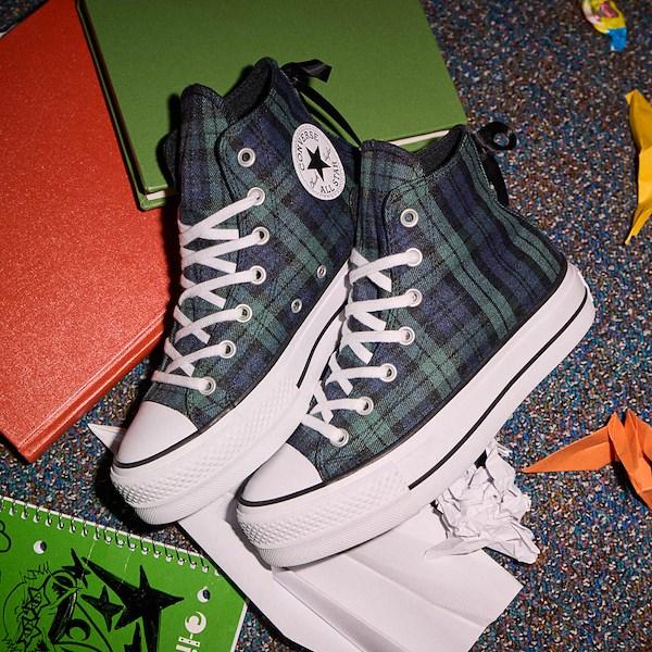 Womens Converse Chuck Taylor All Star Lift Plaid High-Top Sneaker - Navy / Branch Out Product Image
