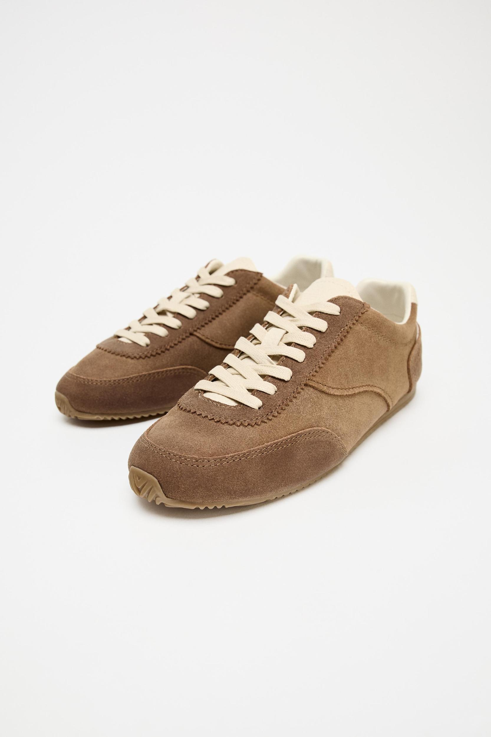CONTRAST LEATHER SNEAKERS Product Image