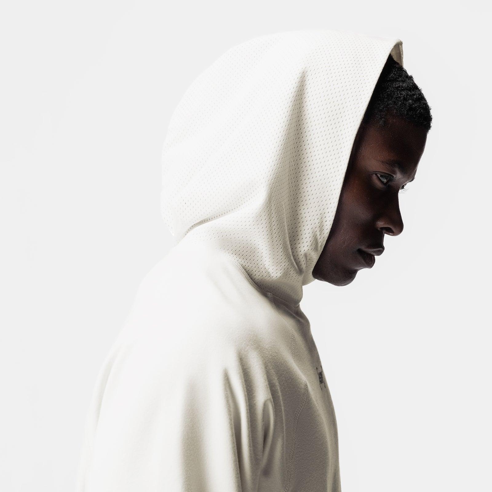 0958. Micro-Terry Raw Hem Hoodie - Cream Product Image