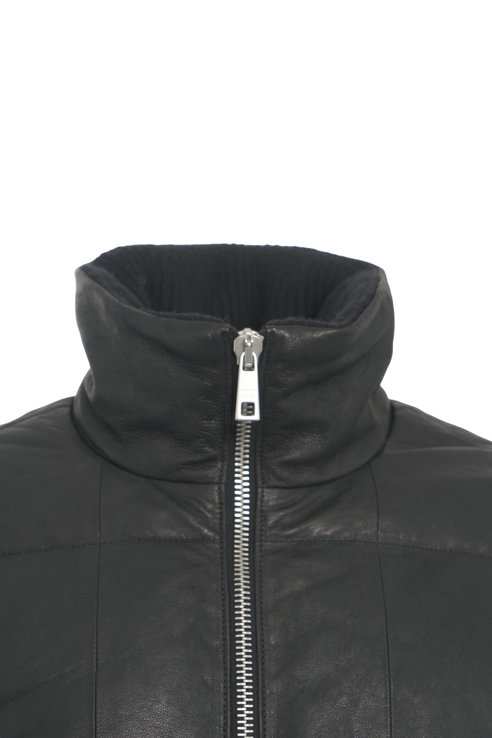 Padded leather jacket Product Image