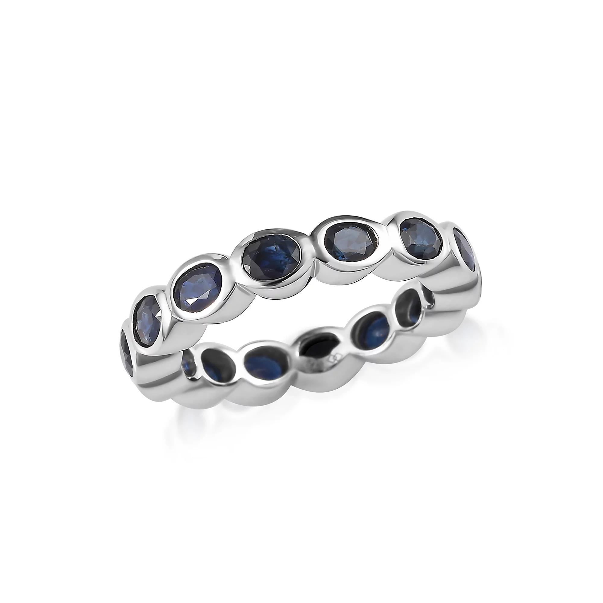 Sterling Silver Natural Blue Sapphire Eternity Ring, Women's, Size: 7, Blue Blue Product Image