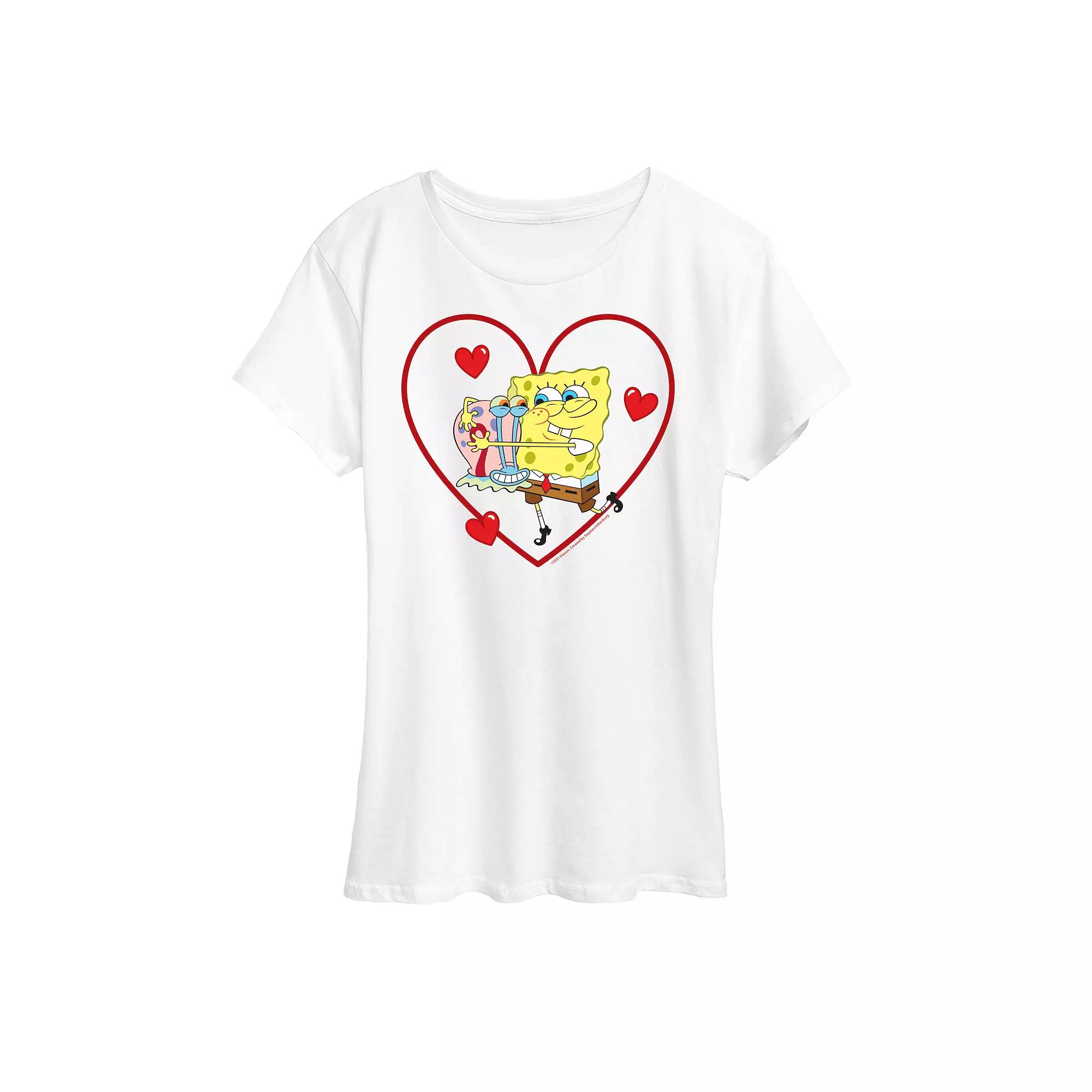 Women's Spongebob Squarepants Spongebob Gary Heart Graphic Tee,  Product Image