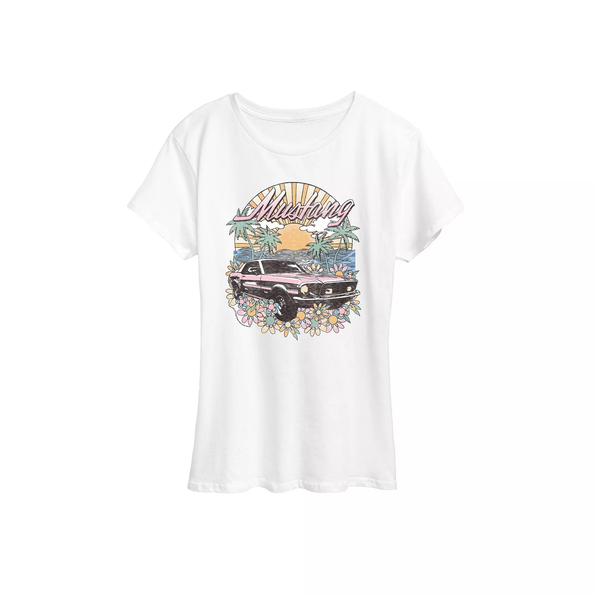Women's Ford Mustang Tropical Vintage Graphic Tee,  Product Image