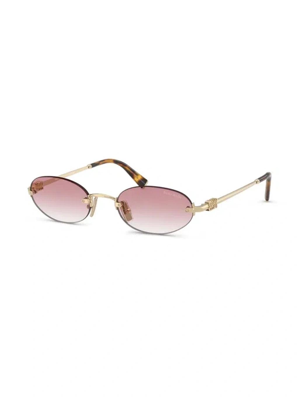 MIU MIU Womens Gold Mu A52s Oval-frame Metal Sunglasses In Gray Product Image