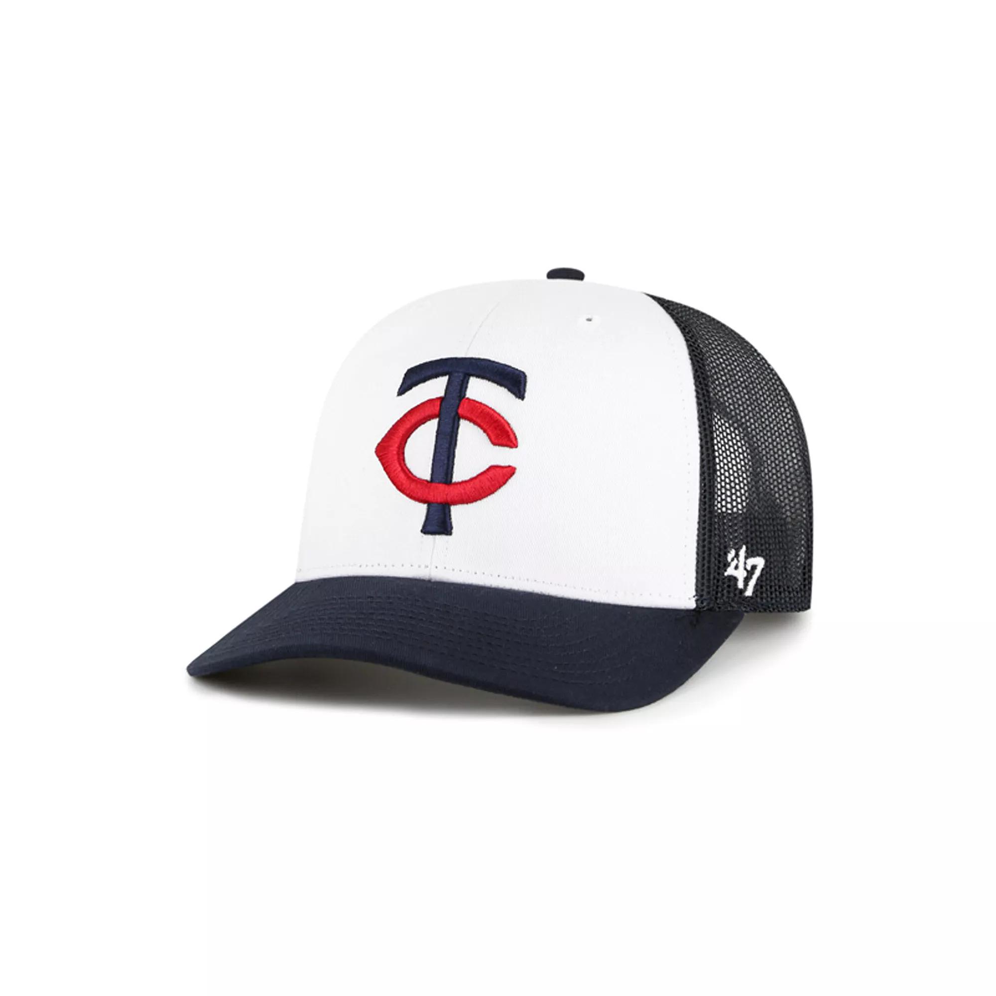 Men's '47 White/Navy Minnesota Twins Freshman Trucker Adjustable Hat Product Image