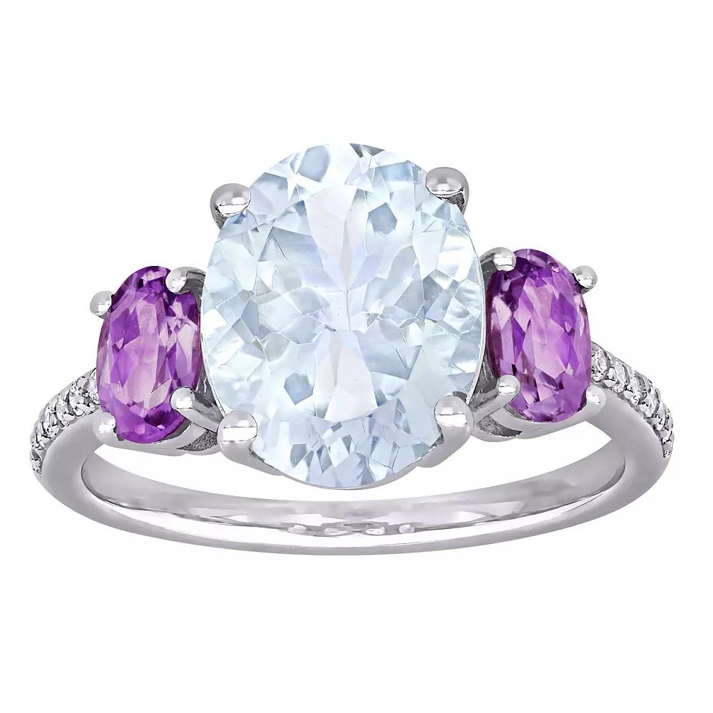 Stella Grace Sterling Silver Aquamarine & Amethyst Ring, Women's, Size: 5, Silver Tone Product Image