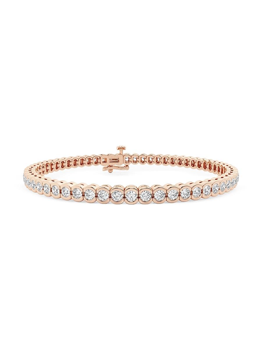 Womens 14K Rose Gold & Round Lab-Grown Diamond Bezel Tennis Bracelet/1.00-10.00 TCW Product Image