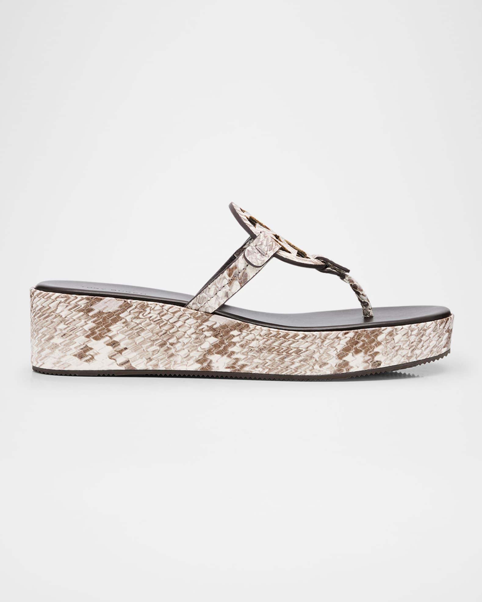 Miller Snake-Embossed Logo Wedge Thong Sandals Product Image