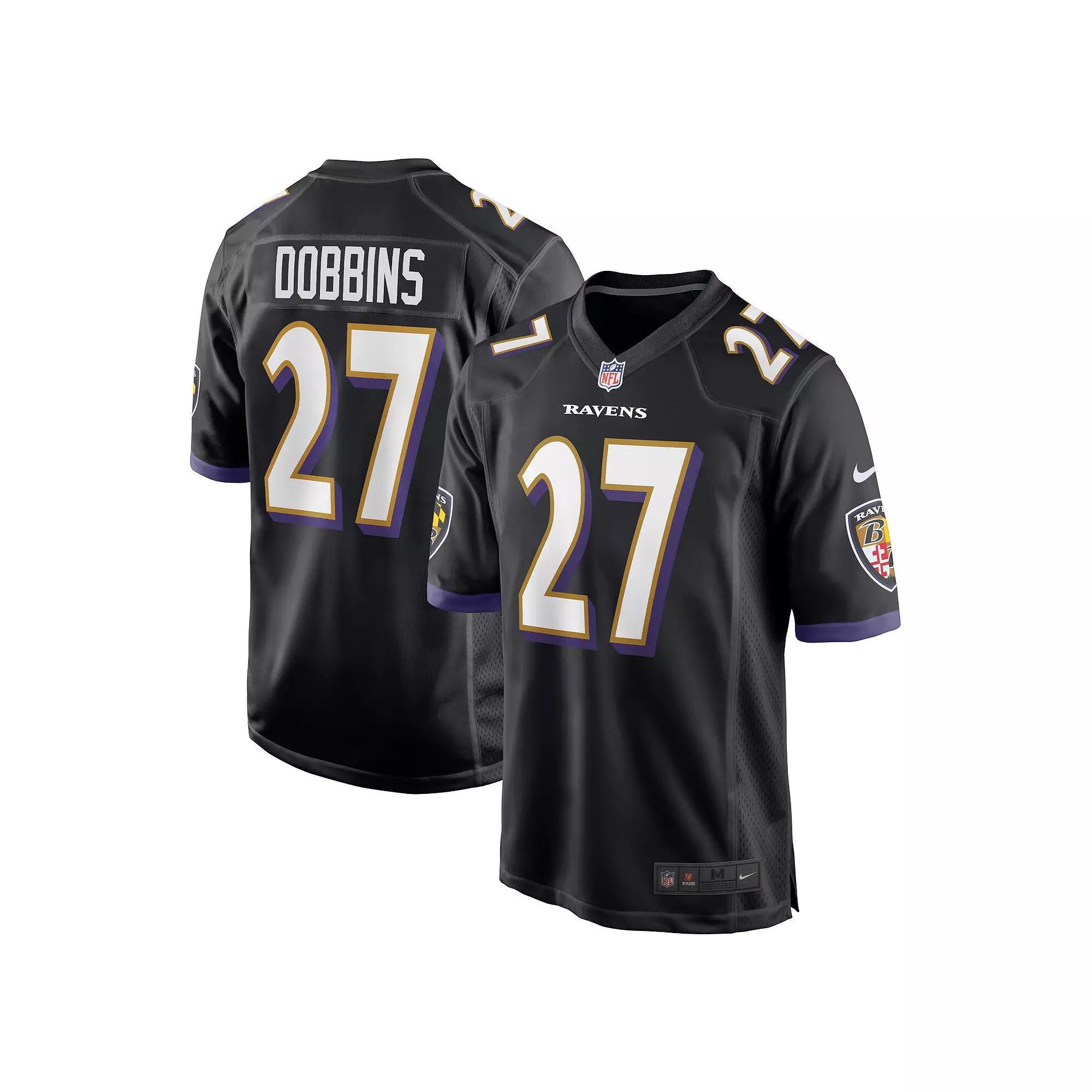 Men's Nike J.K. Dobbins Black Baltimore Ravens Game Jersey, Size: 2XL Product Image