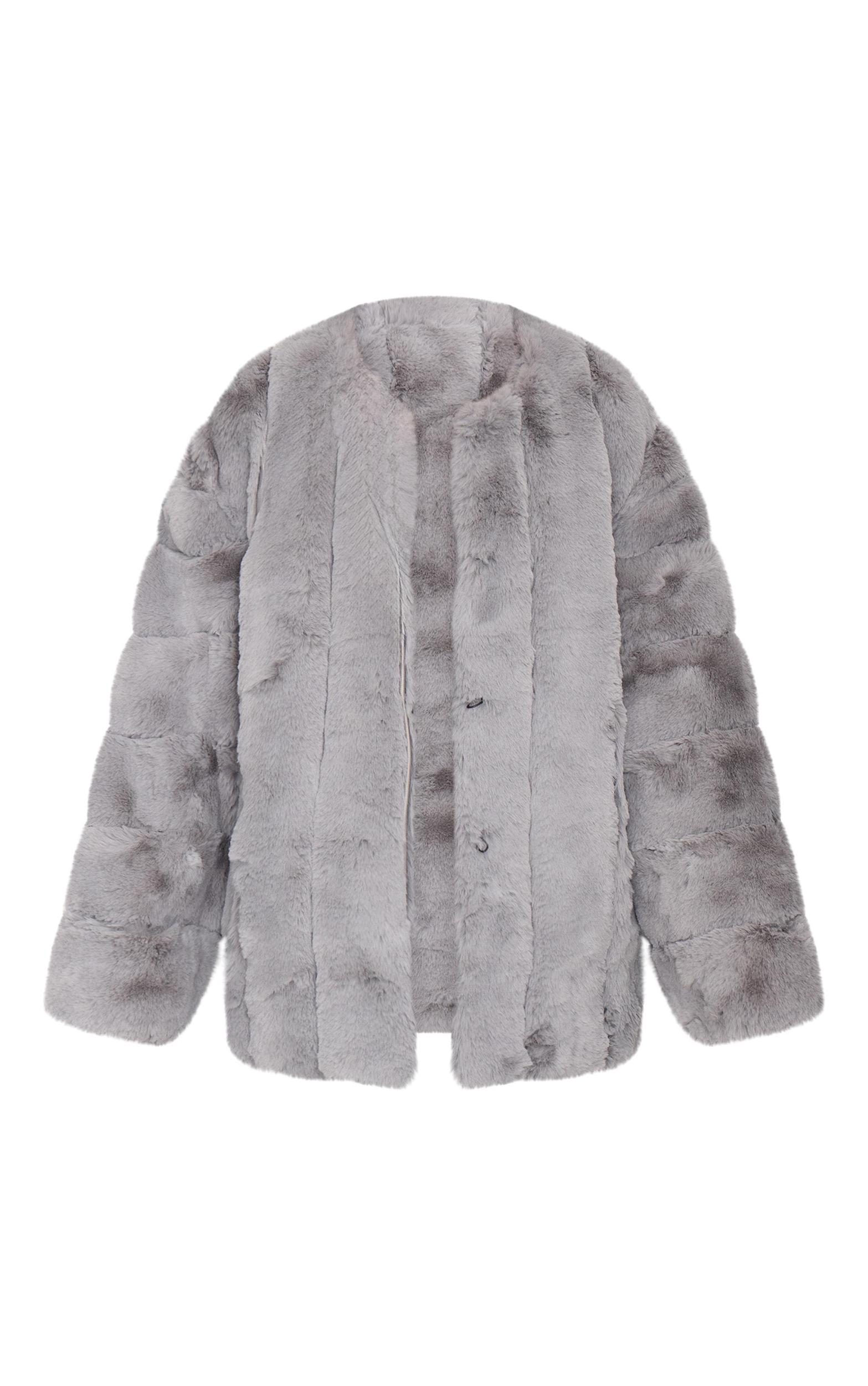  Grey Faux Fur Bubble Vertical Coat Product Image