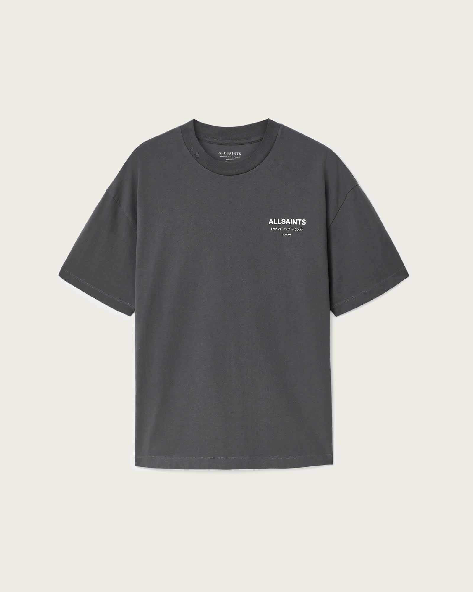 Underground Oversized Crew Neck T-Shirt DARK STEEL BLUE | ALLSAINTS US Product Image