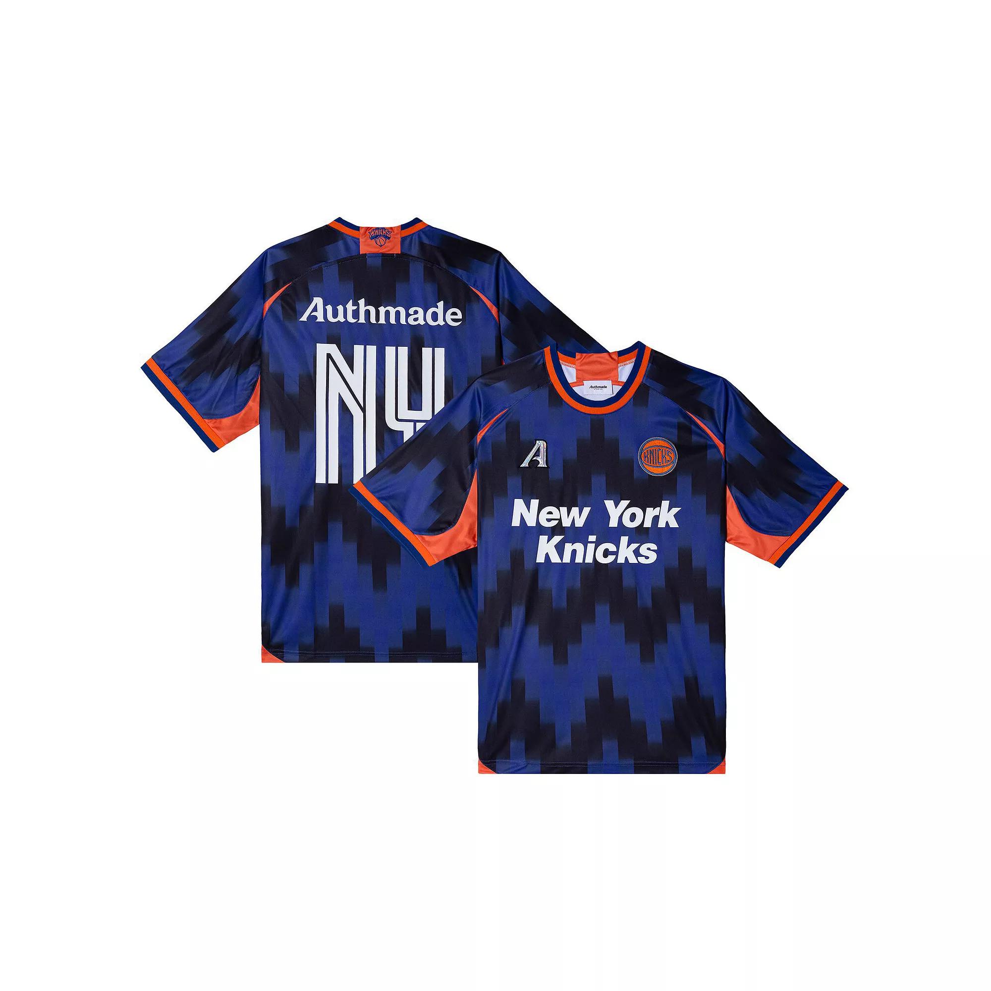 Men's Authmade x NBA Blue New York Knicks Soccer Kit Fashion Jersey, Size: Medium Product Image