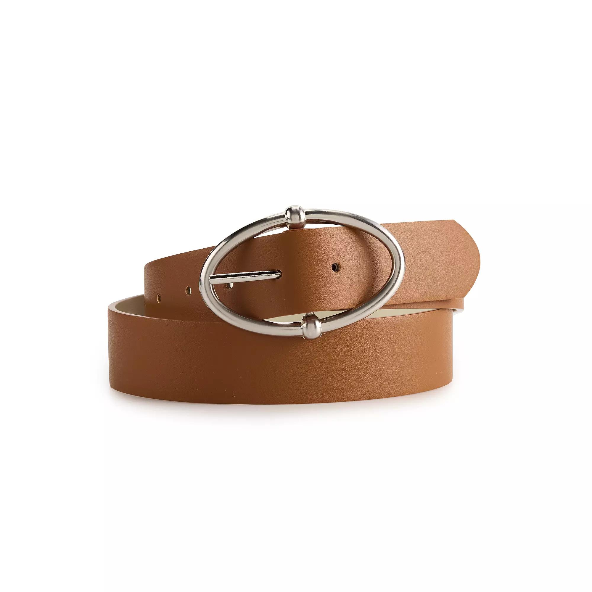 Women's madden girl Reversible Oval Buckle Belt, Size: Large, Red Ivory Product Image