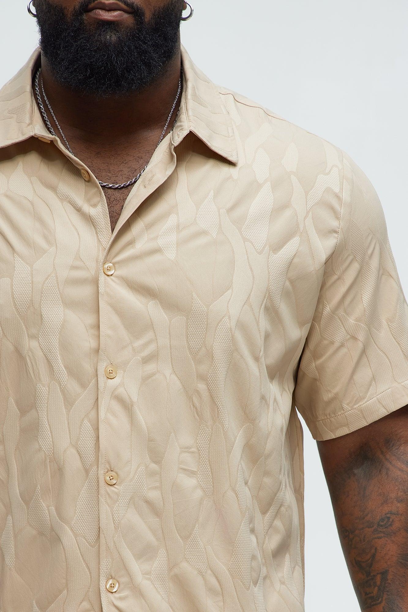 Paving Stone Jacquard Closed Collar Shirt - Tan Product Image