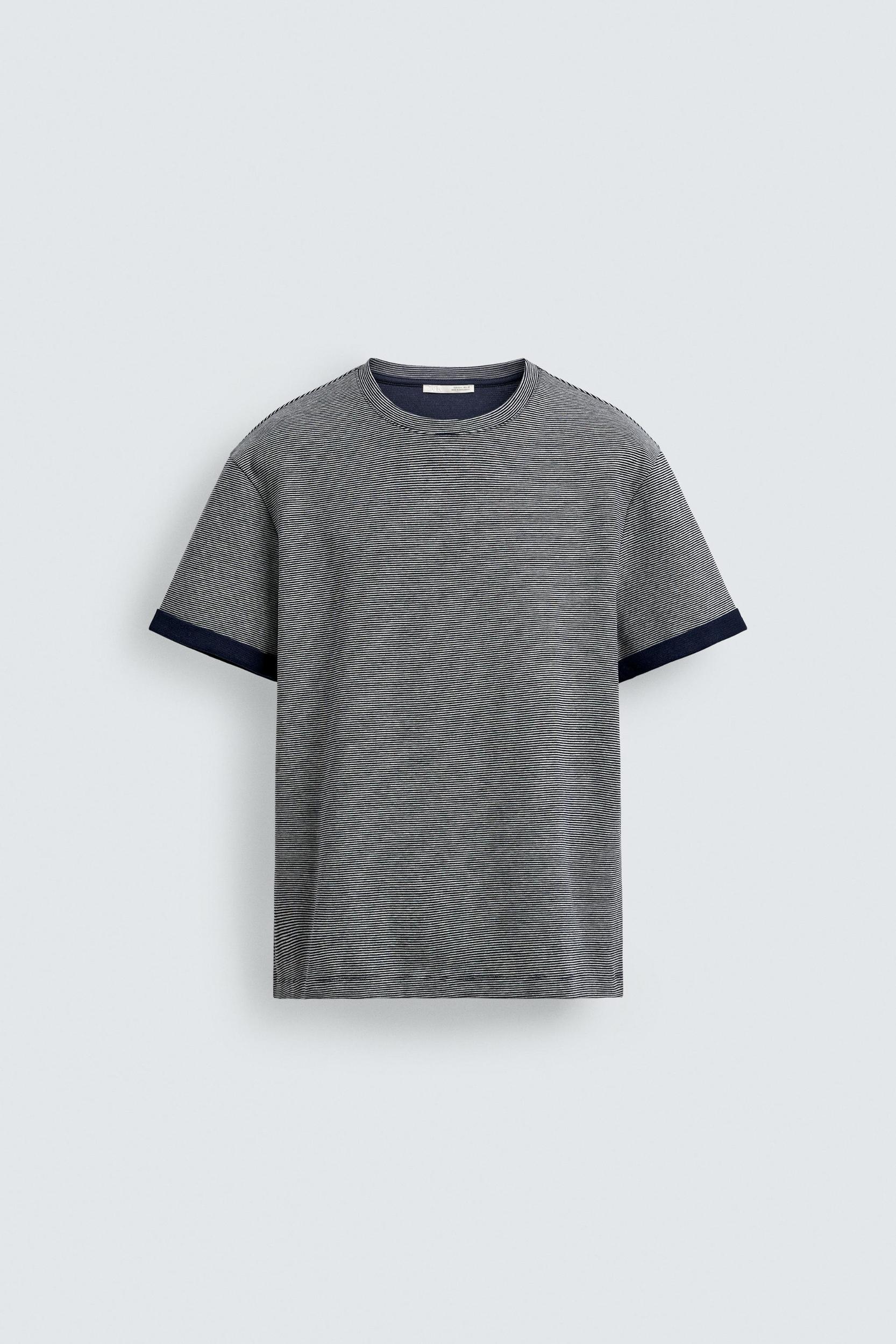 CONTRAST STRIPED JACQUARD T-SHIRT Product Image