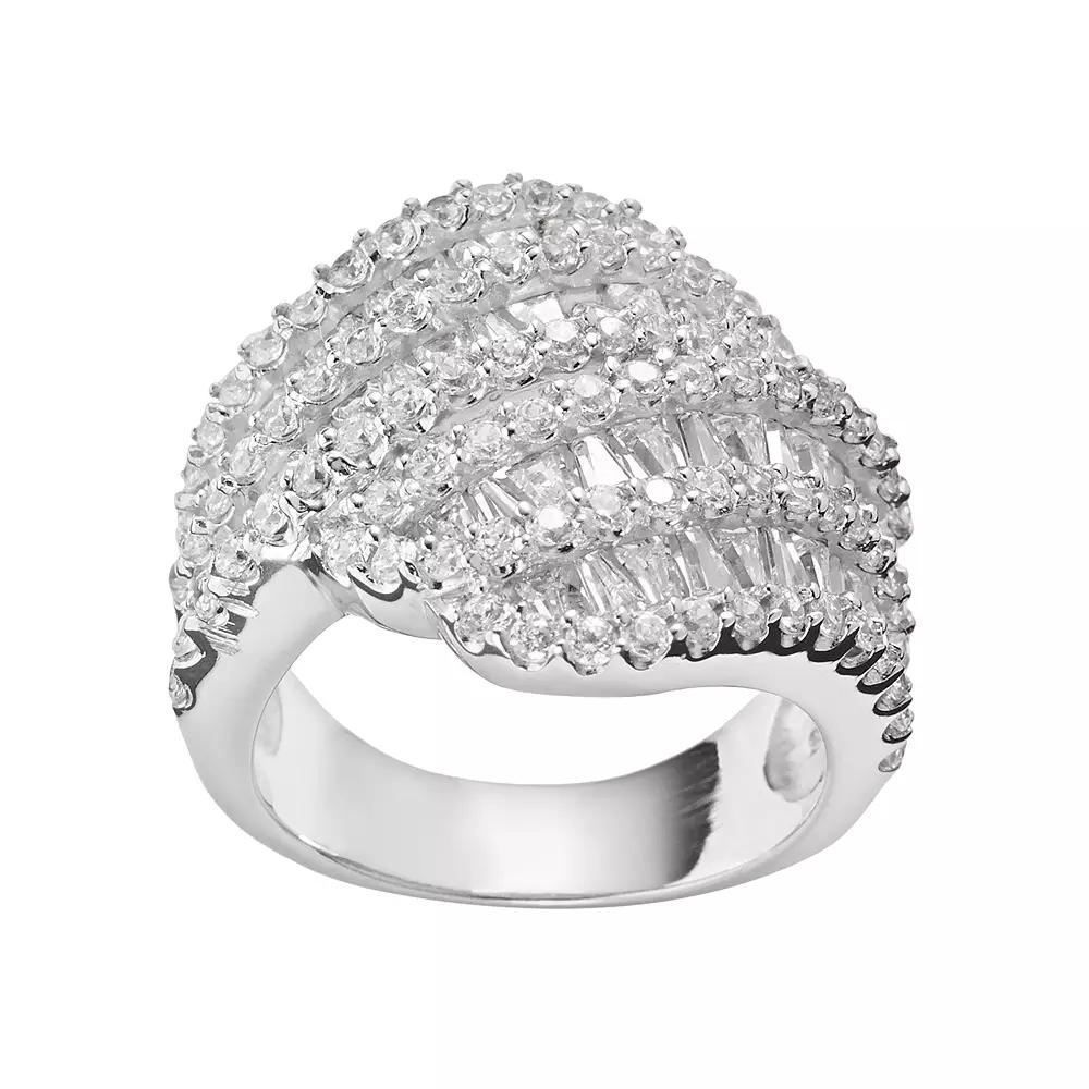 Sophie Miller Sterling Silver Cubic Zirconia Wrap Ring, Women's, Size: 6, White Product Image