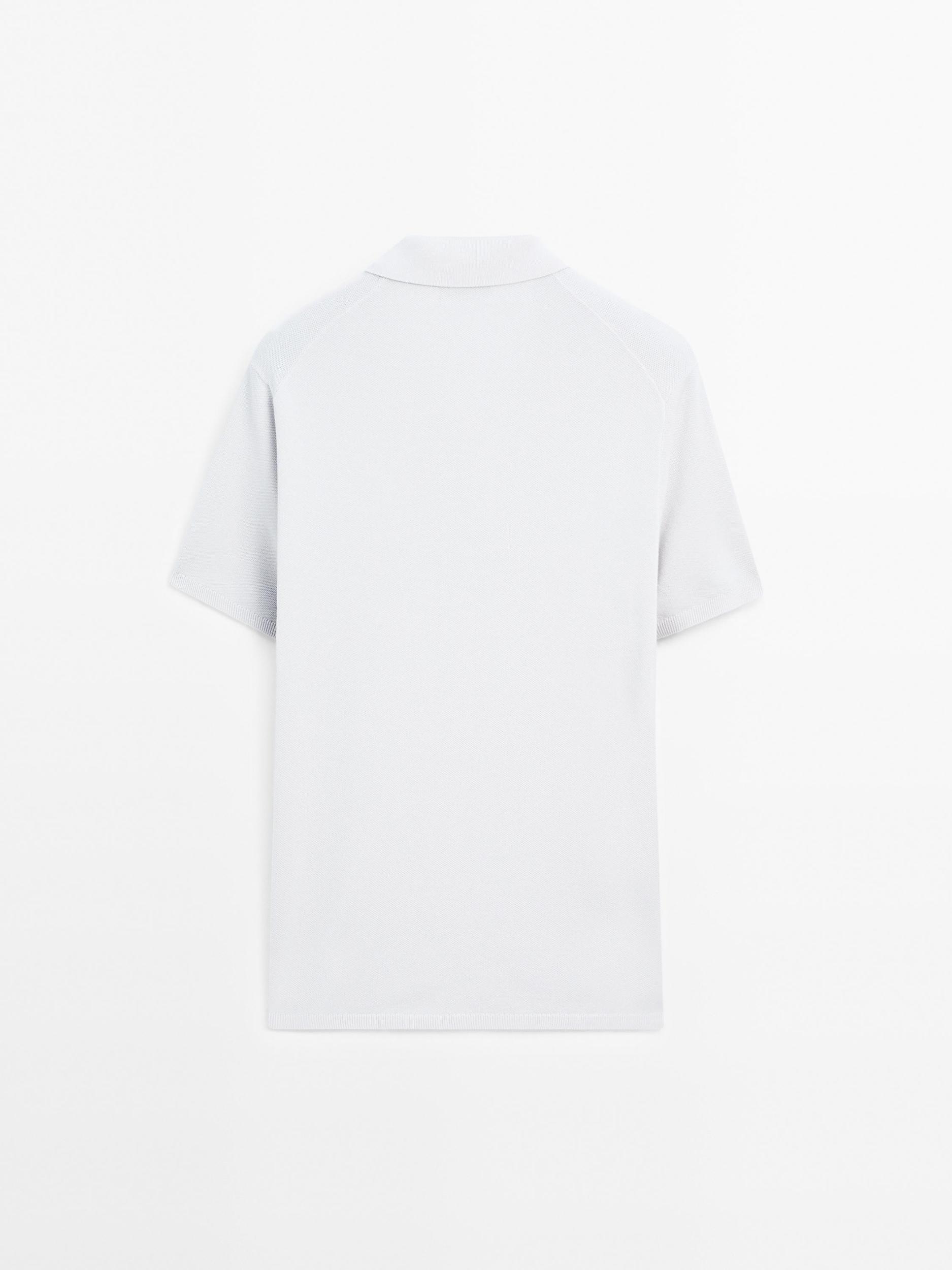 100% cotton textured knit polo shirt Product Image