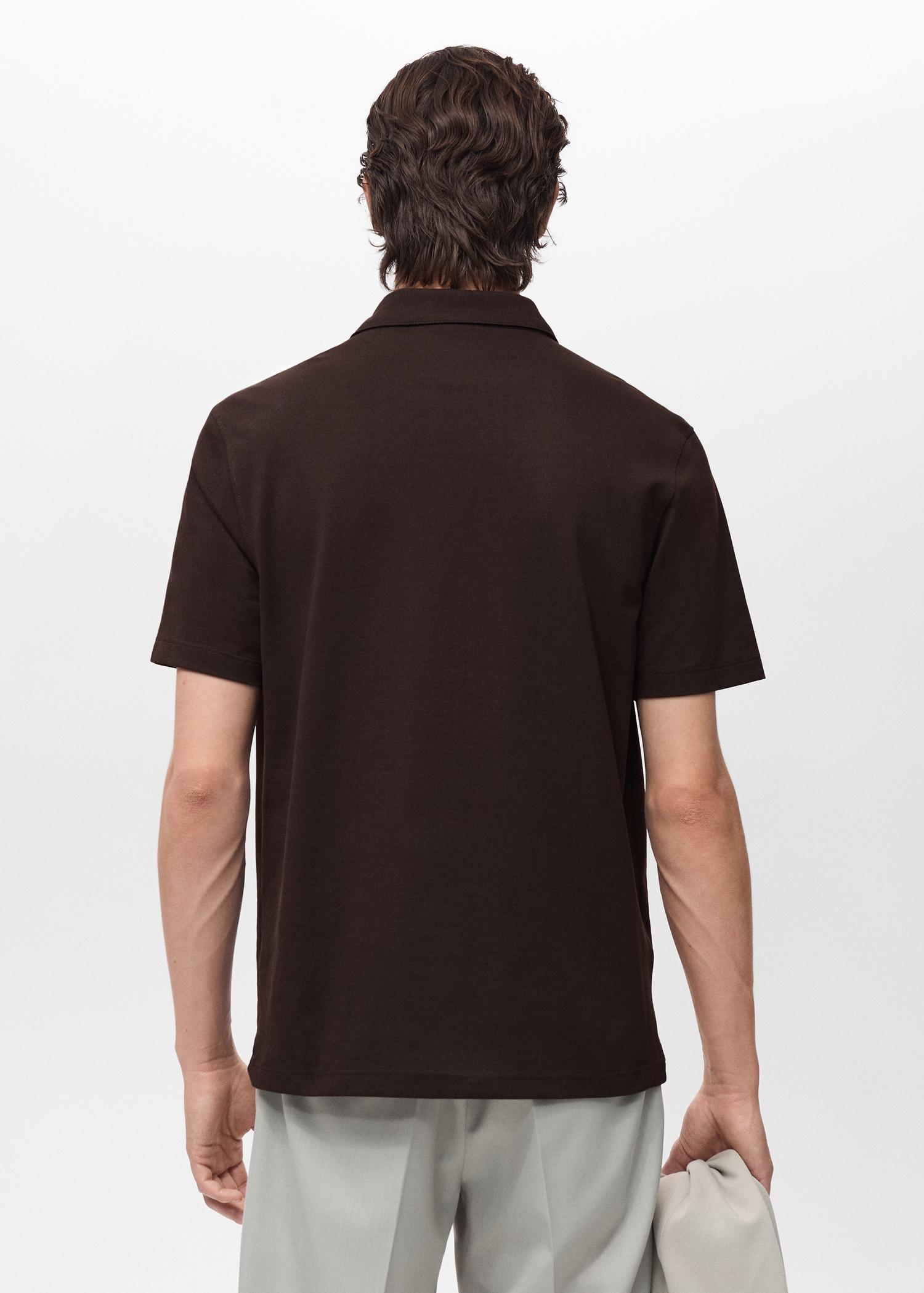 Slim-fit cotton-piqué polo shirt - Men | MANGO USA Product Image
