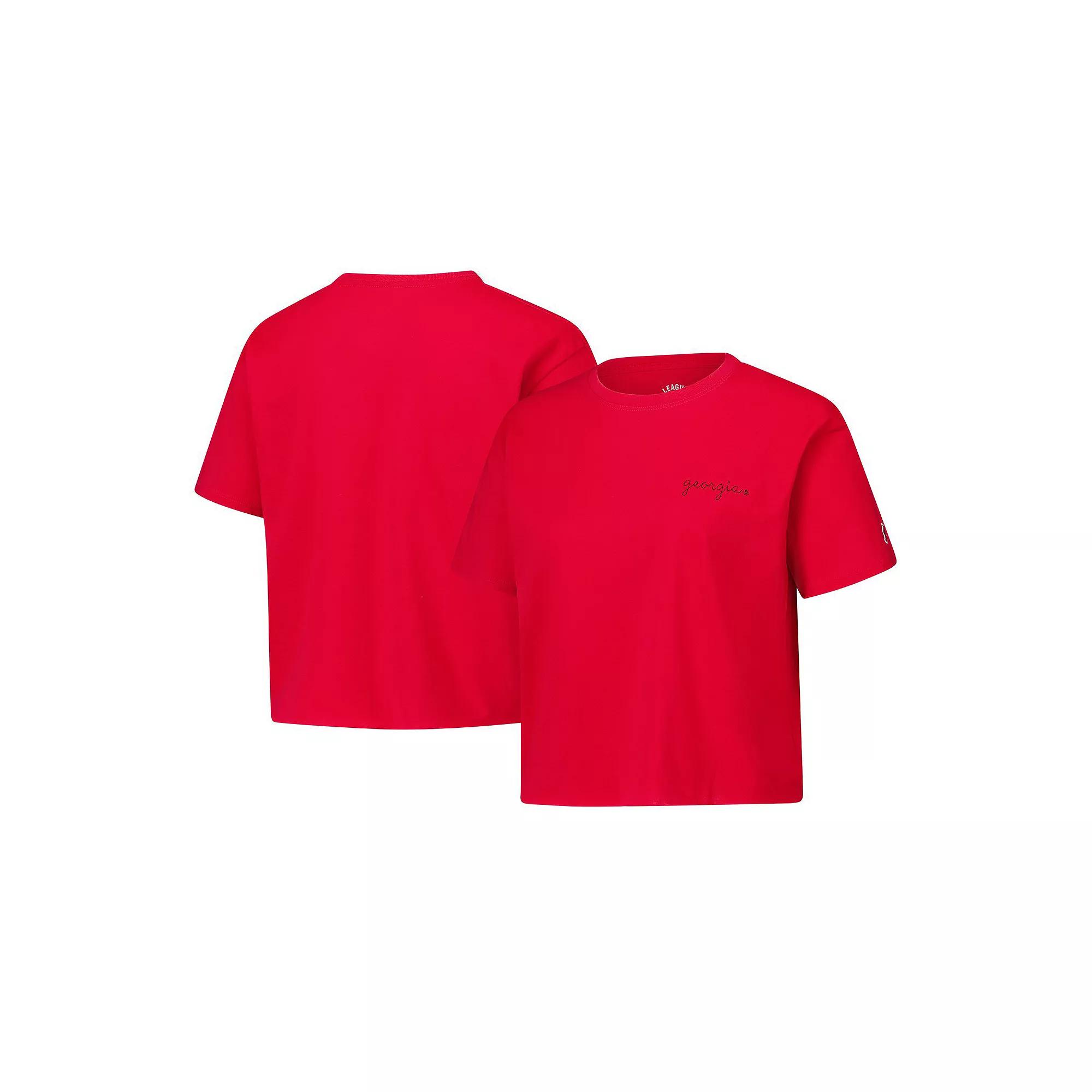 Women's League Collegiate Wear Red Georgia Bulldogs Clothesline Cotton Midi T-Shirt,  Product Image