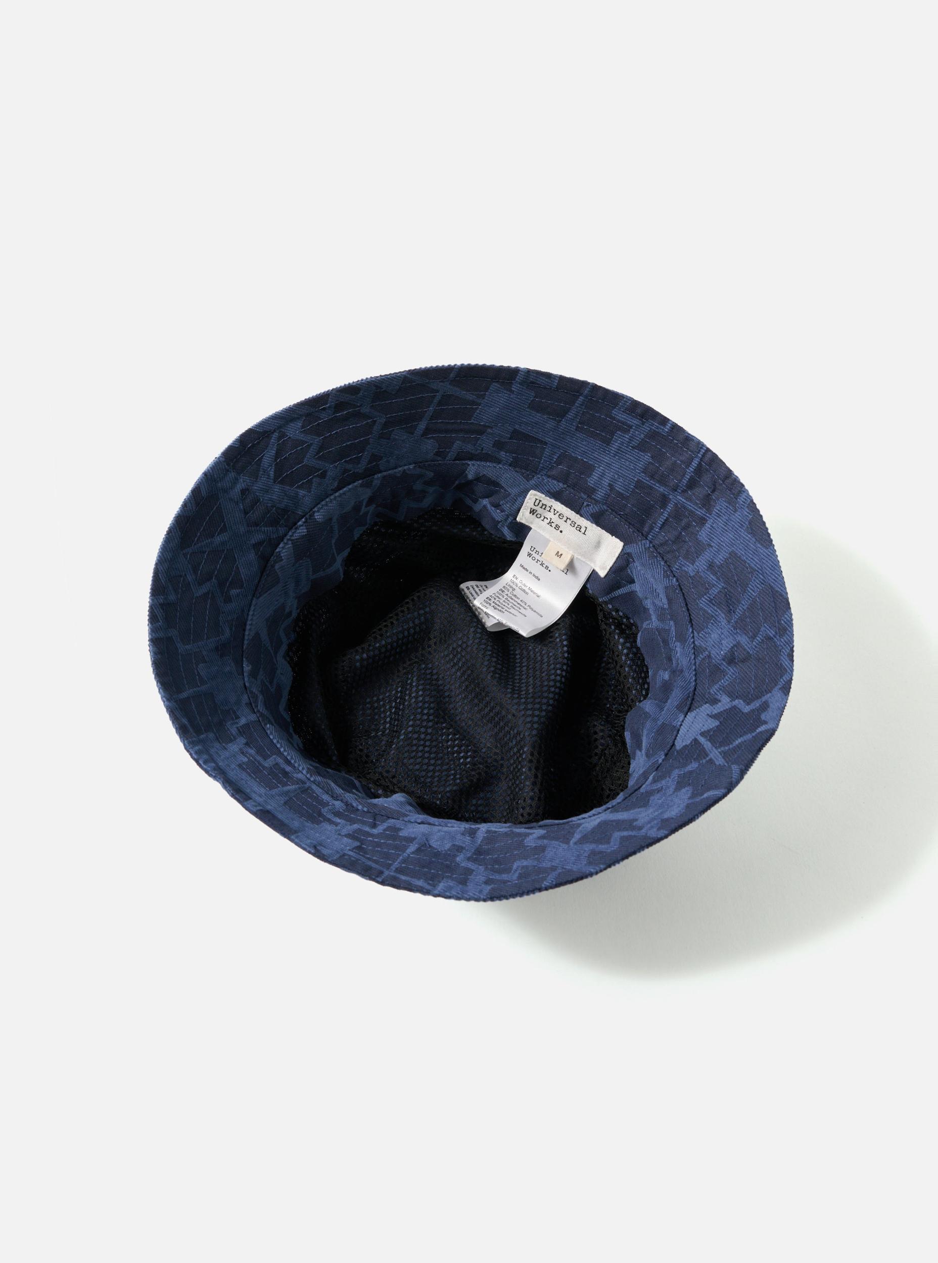 Universal Works Beach Hat in Navy Mitla Print Cord Product Image