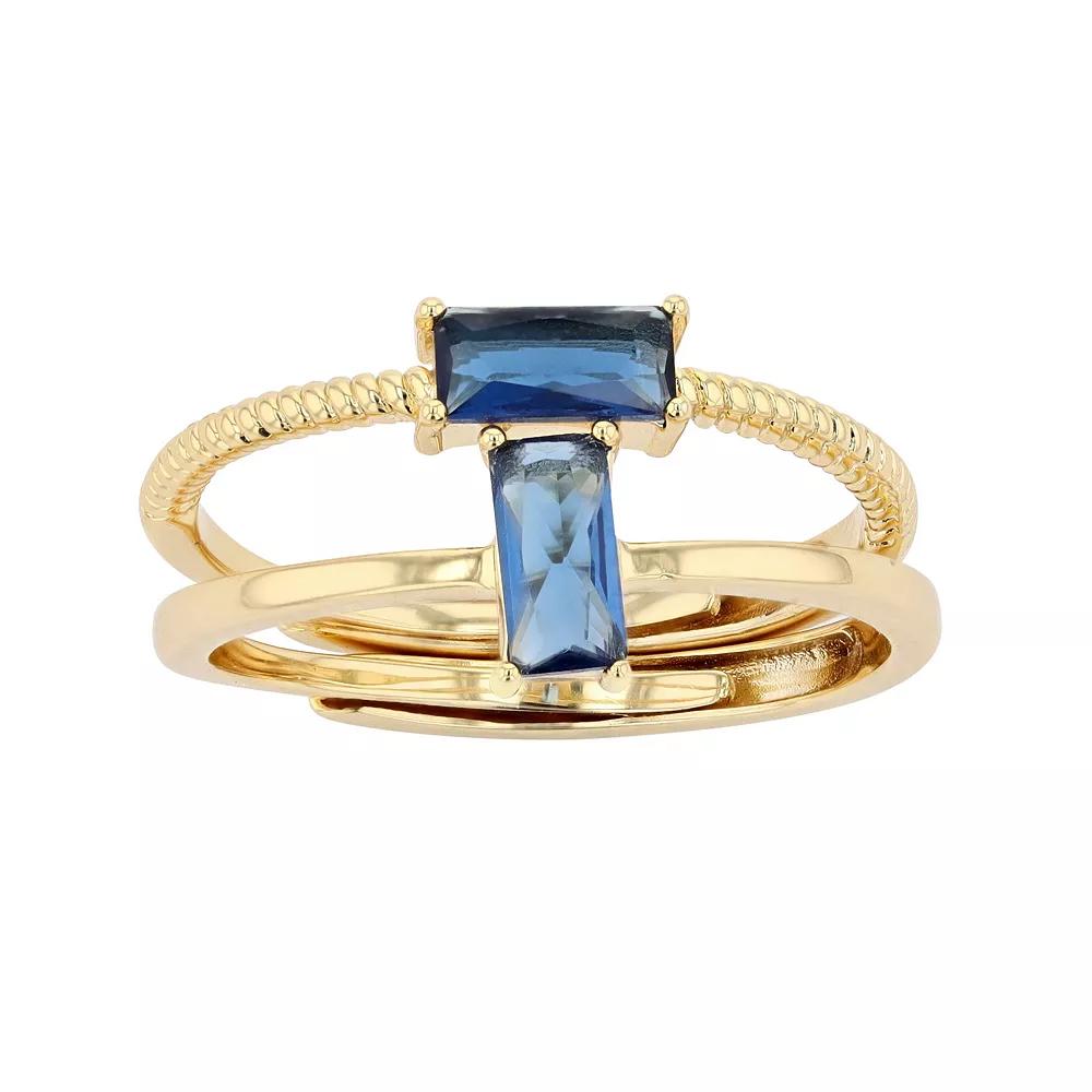 City Luxe Birthstone Simulated Gemstone Duo Ring Set, Women's, Silver Tone December Product Image