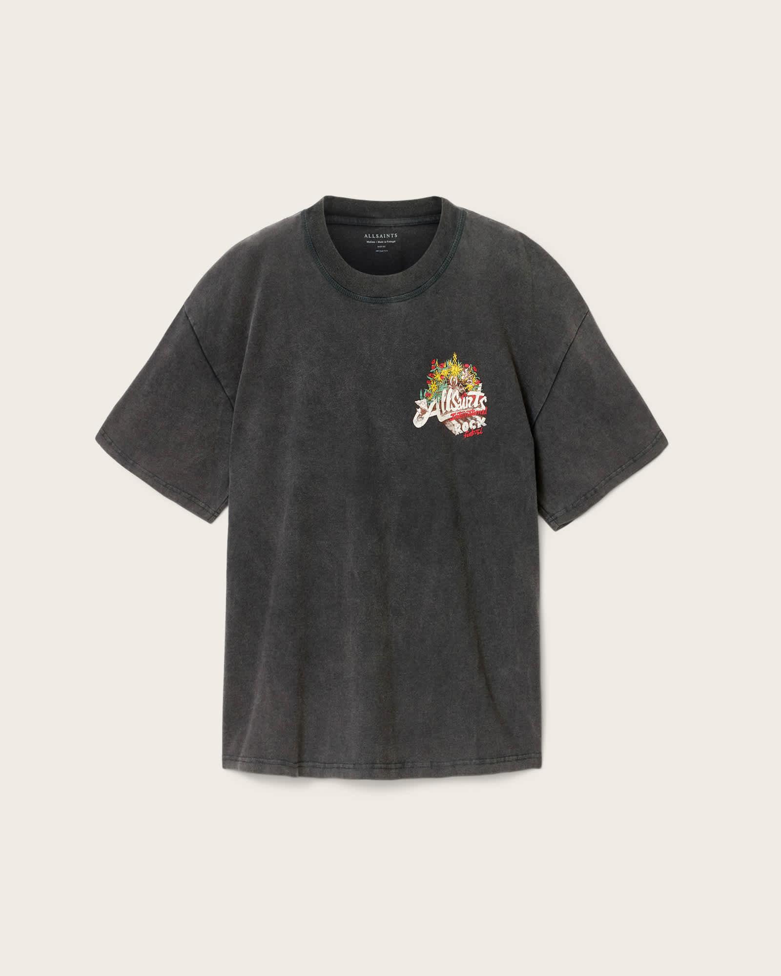 Roque Short Sleeve Oversized Crew Neck T-Shirt Washed Black | ALLSAINTS US Product Image