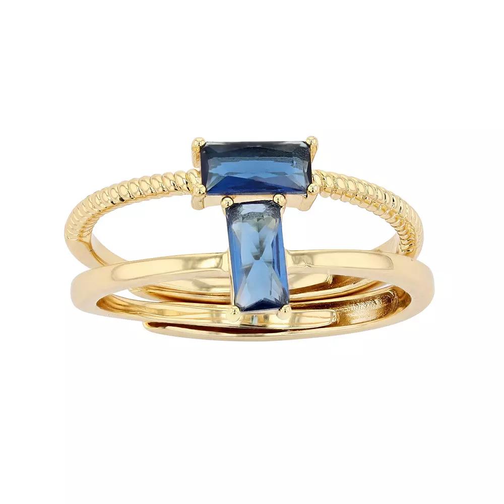 City Luxe Birthstone Simulated Gemstone Duo Ring Set, Women's, Silver Tone December Product Image