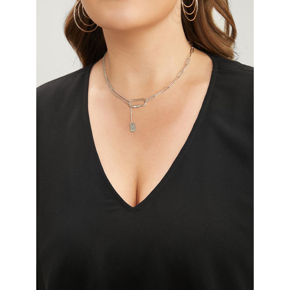 Plus Size Black Plain V Neck Mesh Ruffle Tiered Blouse Women Casual Short sleeve V-neck Dailywear Blouses BloomChic 10/M Product Image