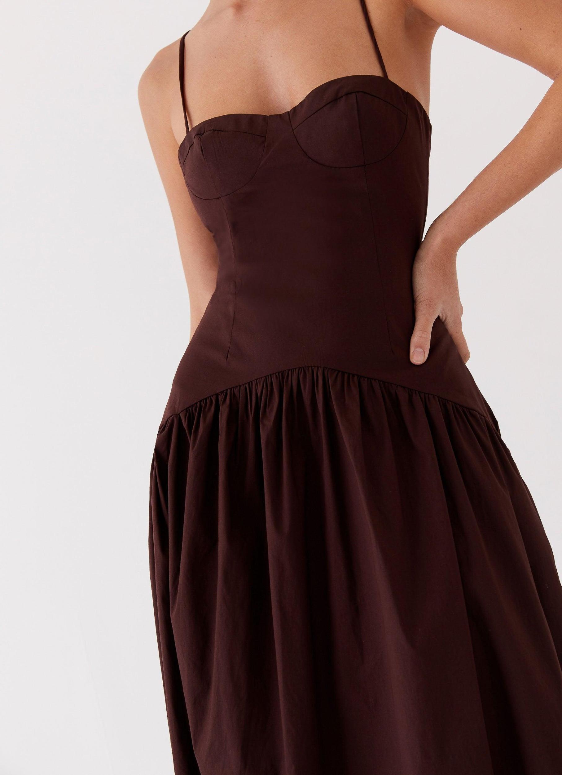 Yvette Corset Midi Dress - Chocolate Product Image