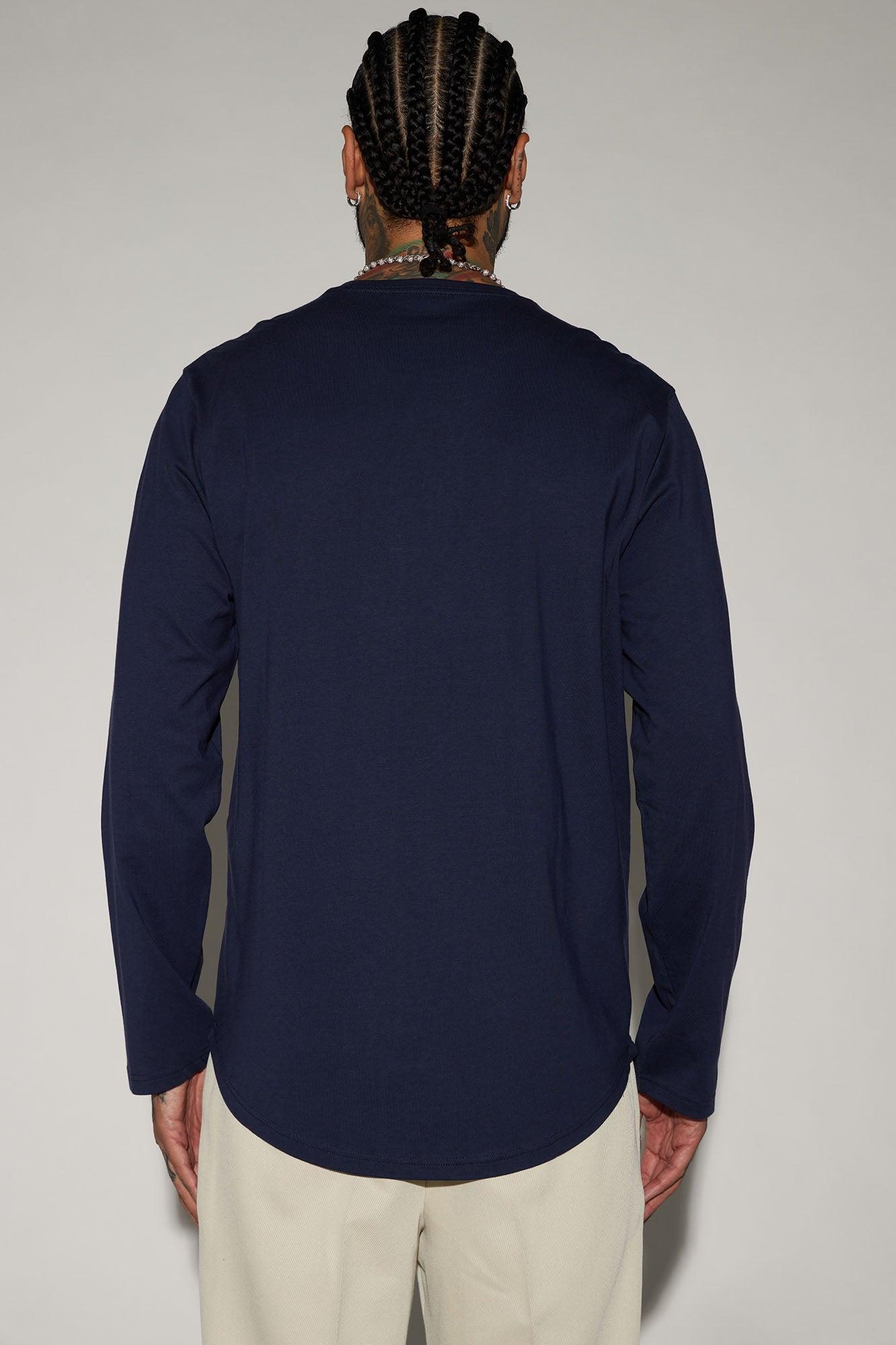 Essential Long Sleeve Scallop Tee - Navy Product Image