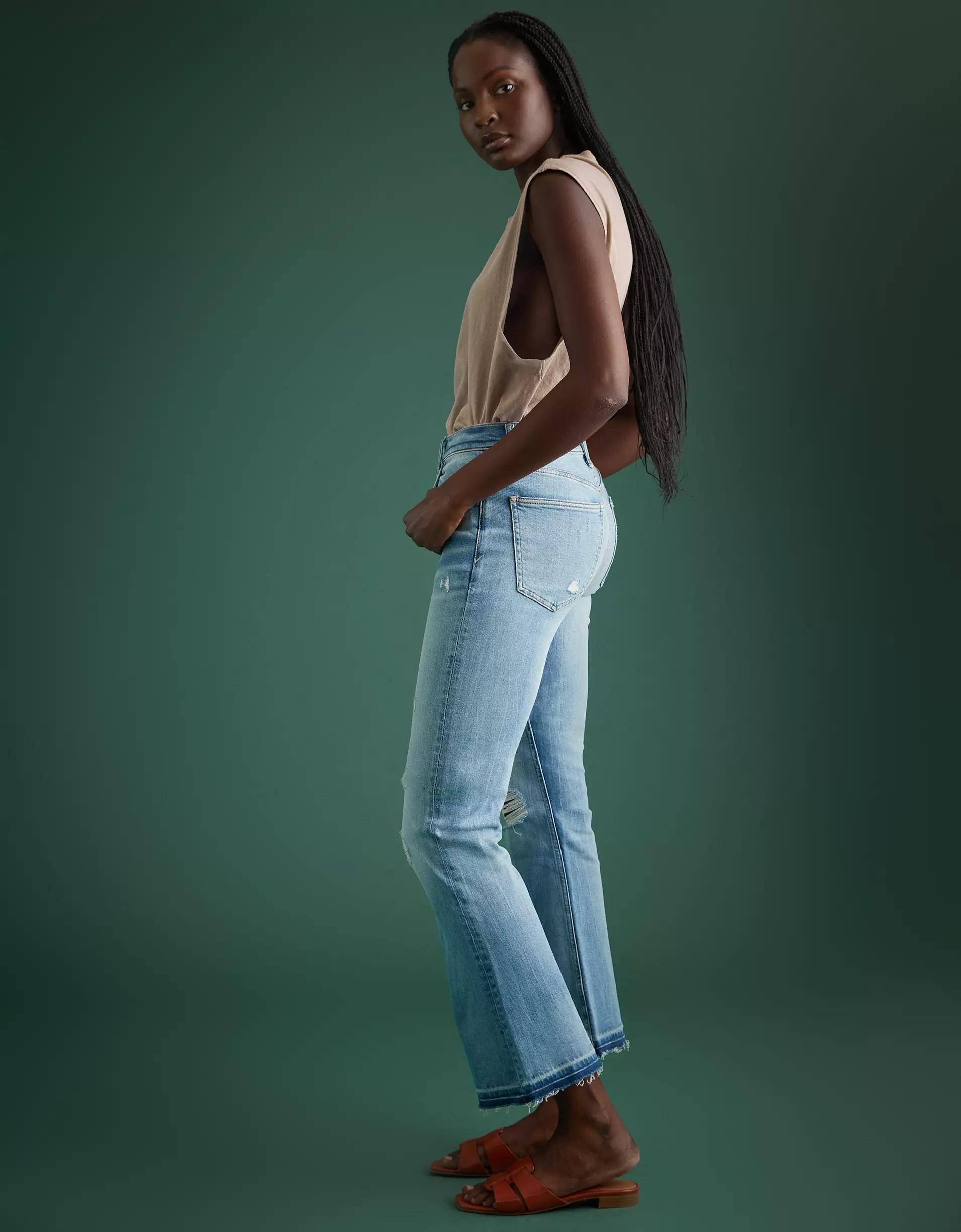AE77 Premium High-Waisted Crop Flare Jean Product Image