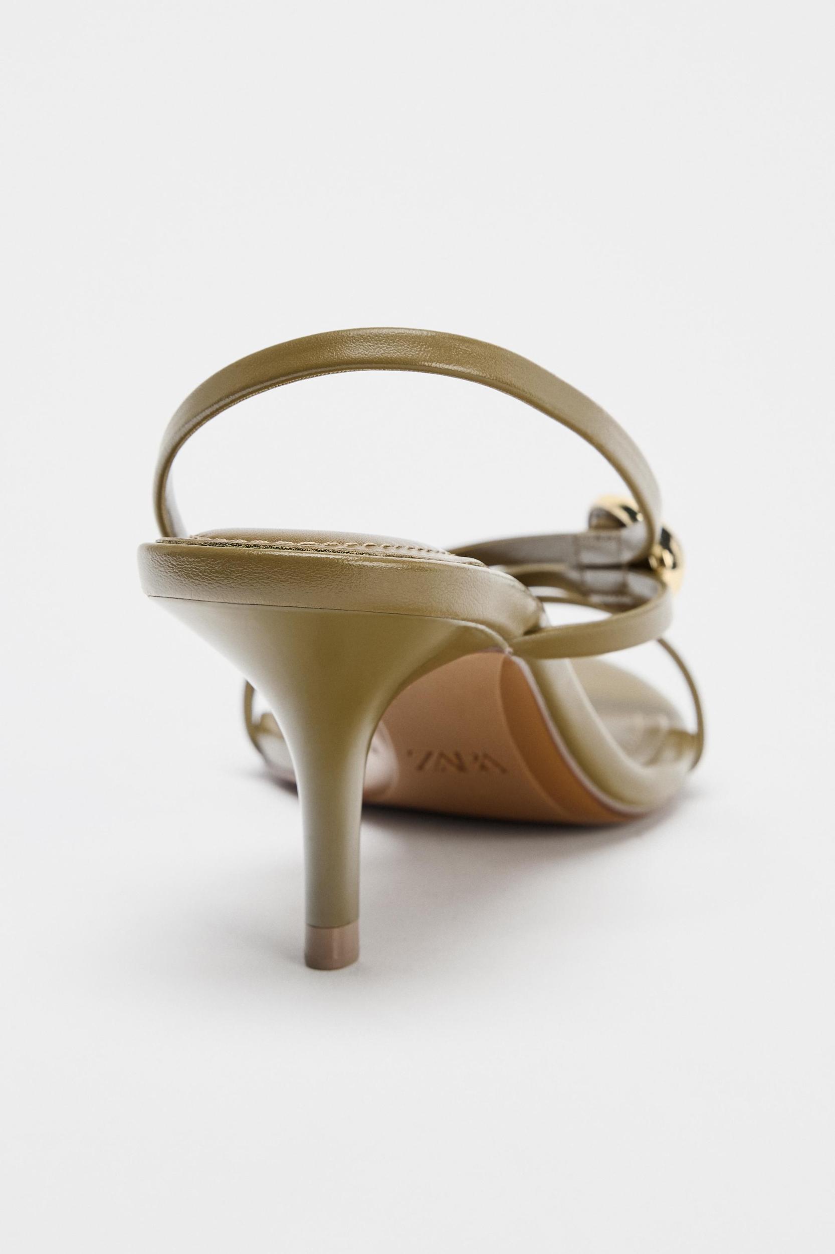 STRAPPY HEELED SANDALS WITH METAL DETAIL Product Image