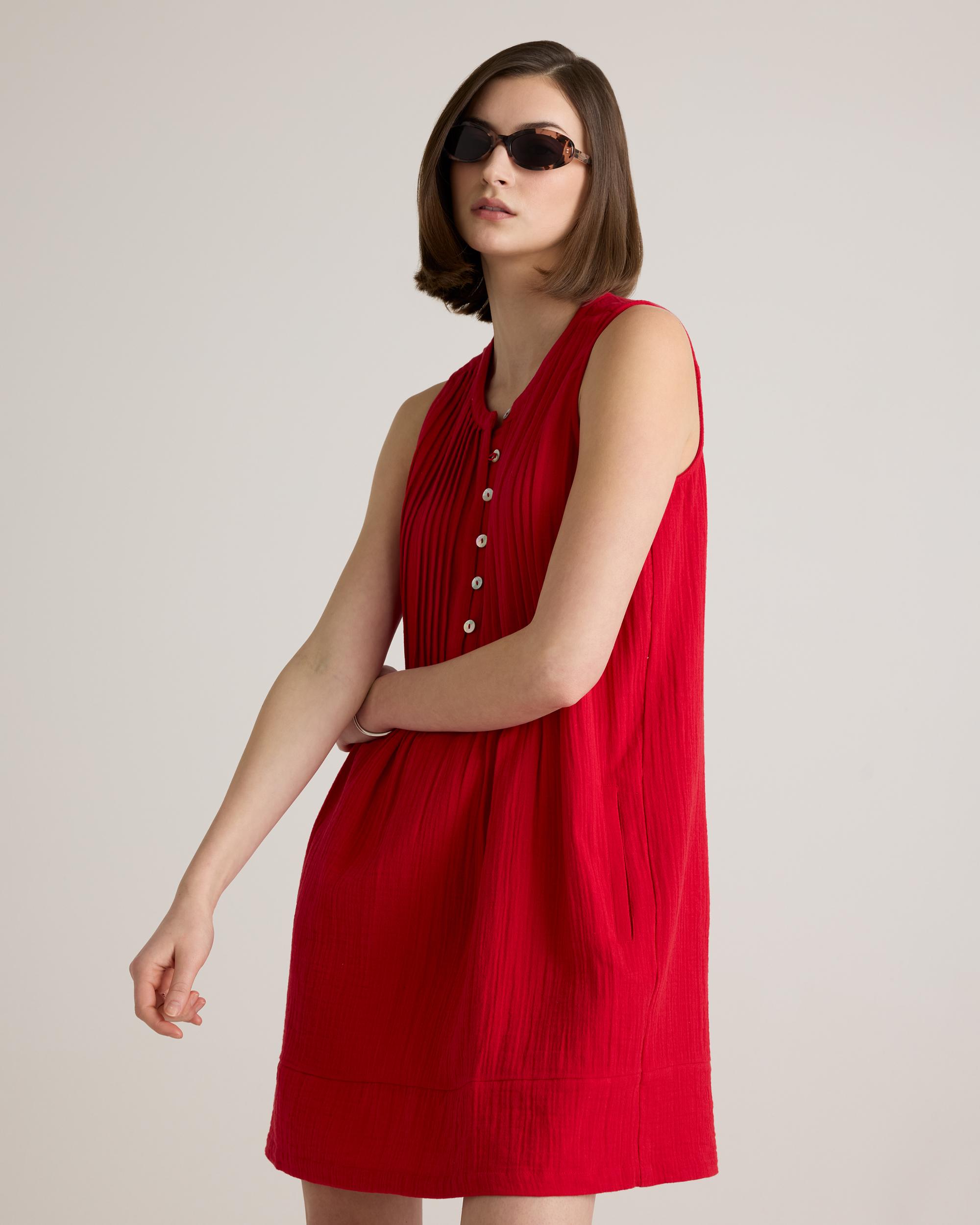 Quince | Women's Gauze Sleeveless Swing Dress Organic Cotton Product Image