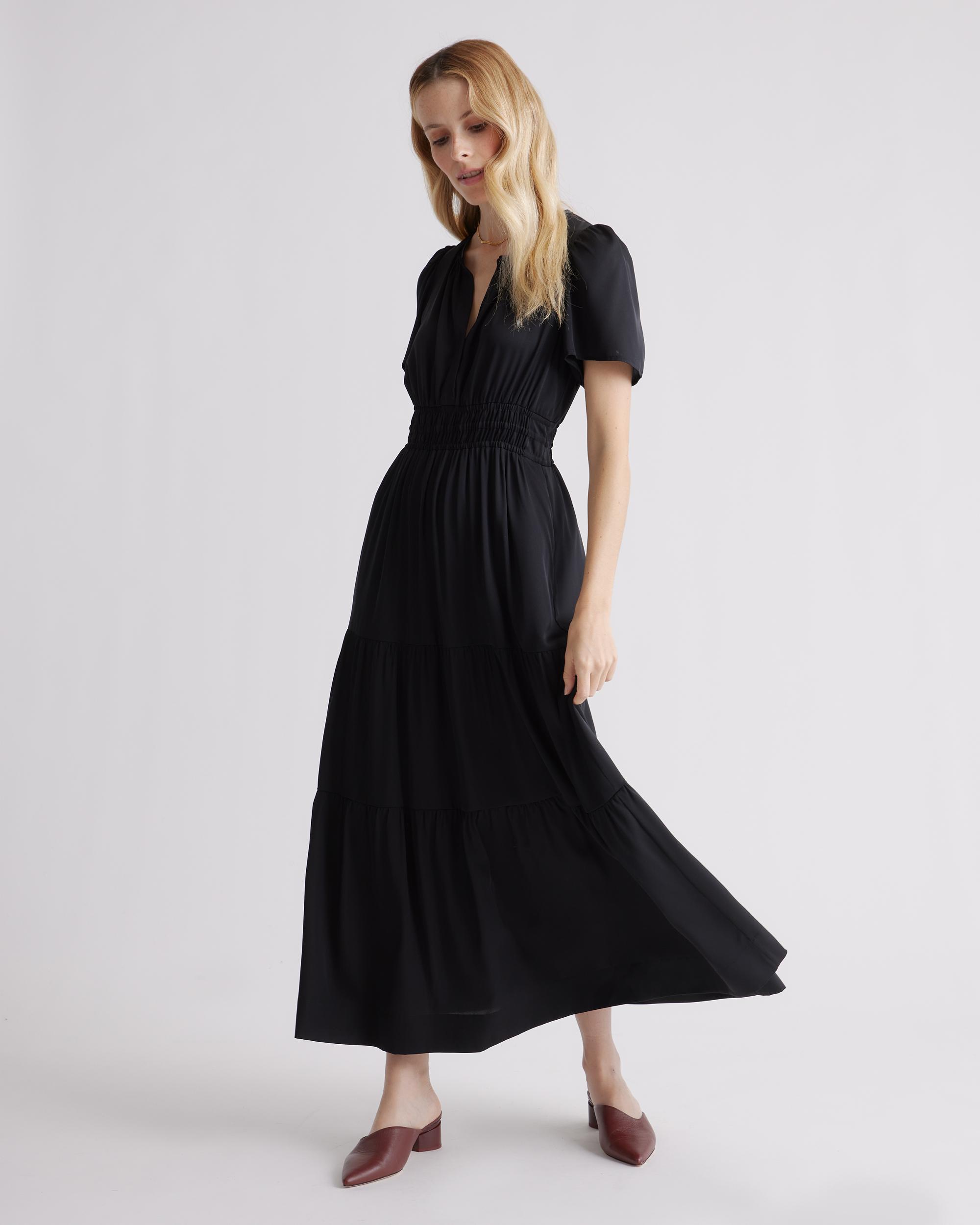 Quince | Women's Washable Stretch Silk Tiered Maxi Dress Product Image