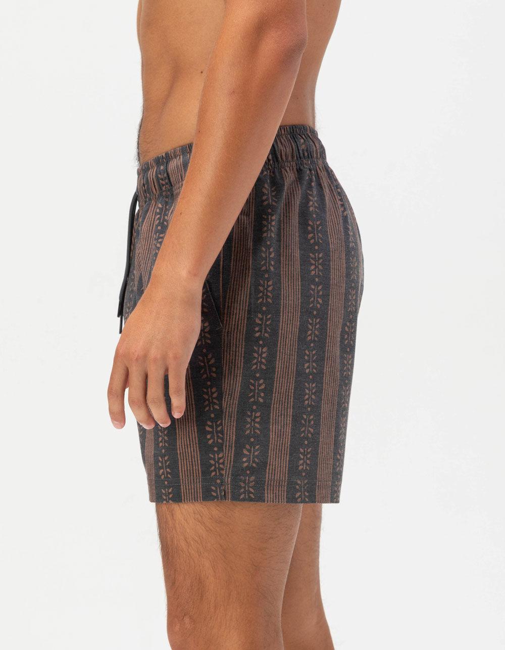 RSQ Mens Stripe Swim Shorts - BLACK/BROWN Product Image
