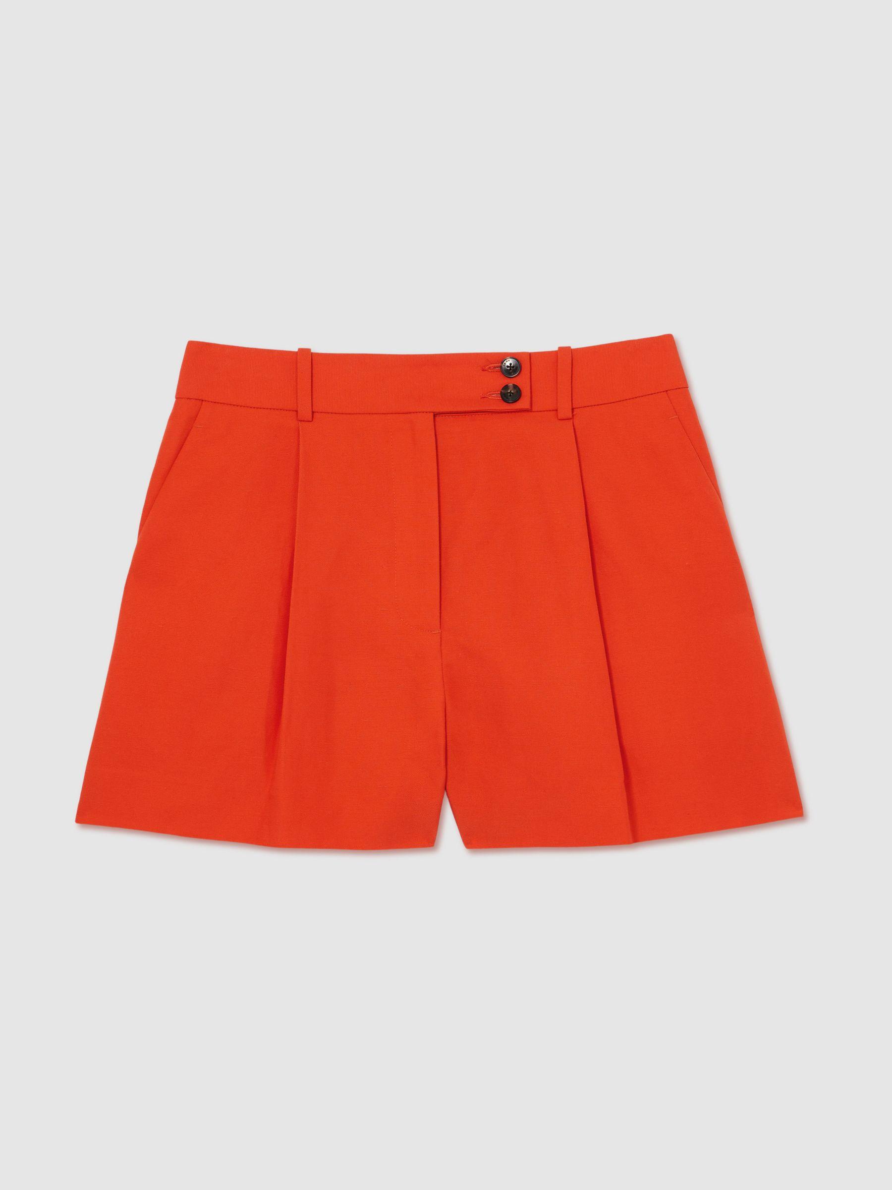 Tailored Shorts With Linen in Orange Product Image