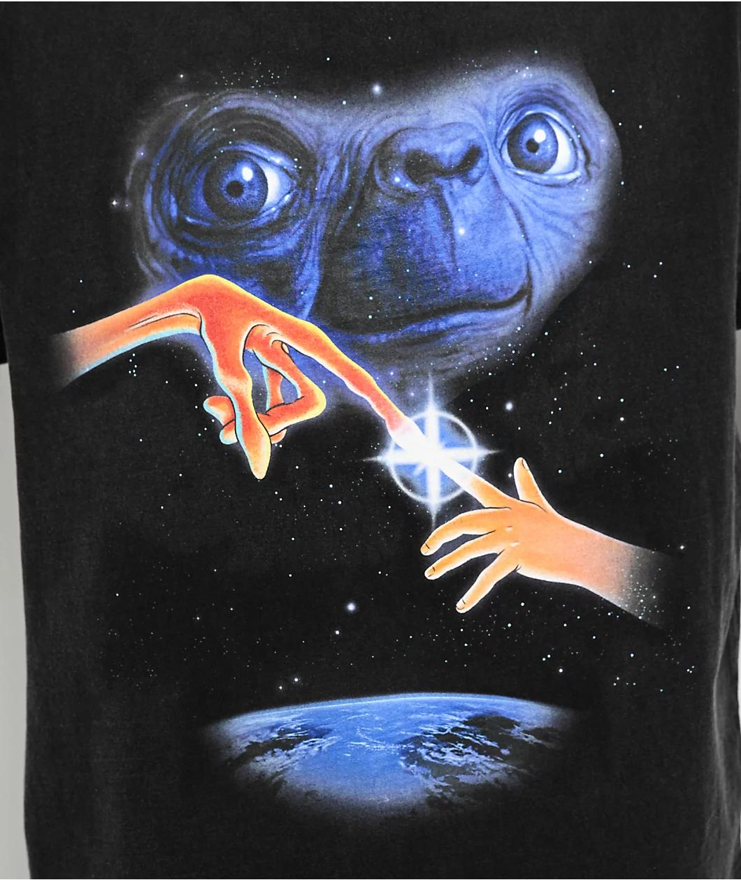 E.T. the Extra-Terrestrial Phone Home Black Wash T-Shirt Product Image