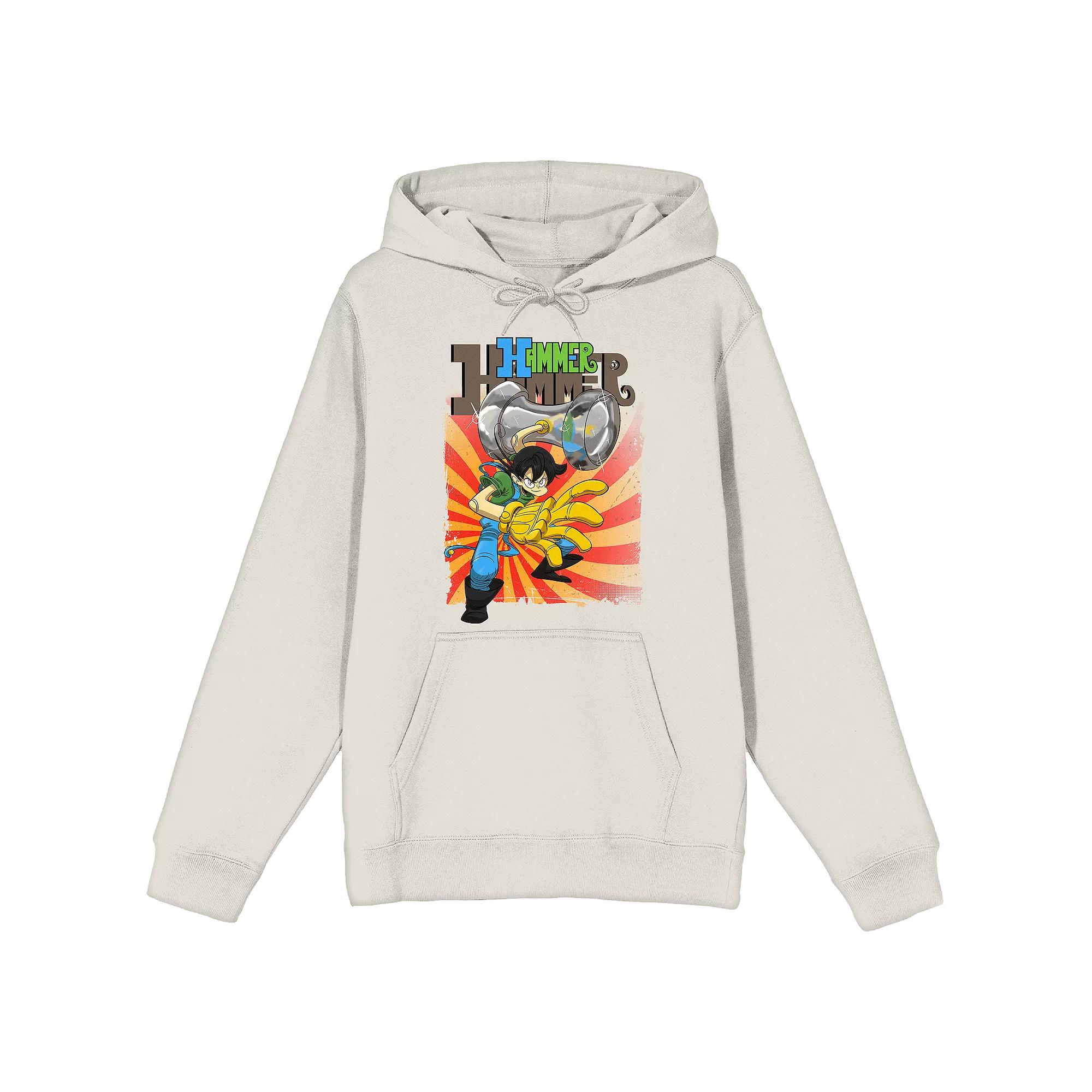 Men's Hammer Stud Pose On Ray Background Graphic Hoodie, Size: Small, White Product Image