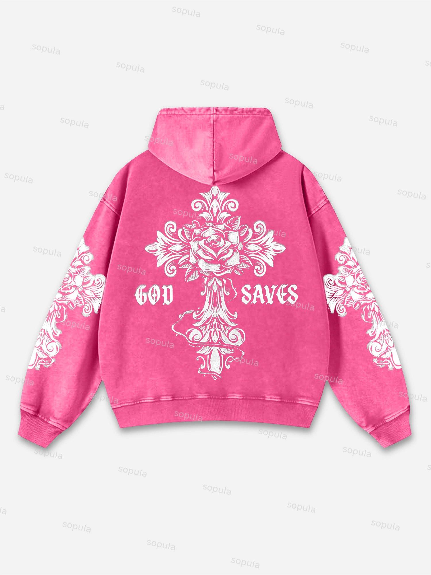 Vintage Jesus Thinker Graphic Acid Washed Oversized Hoodie Product Image