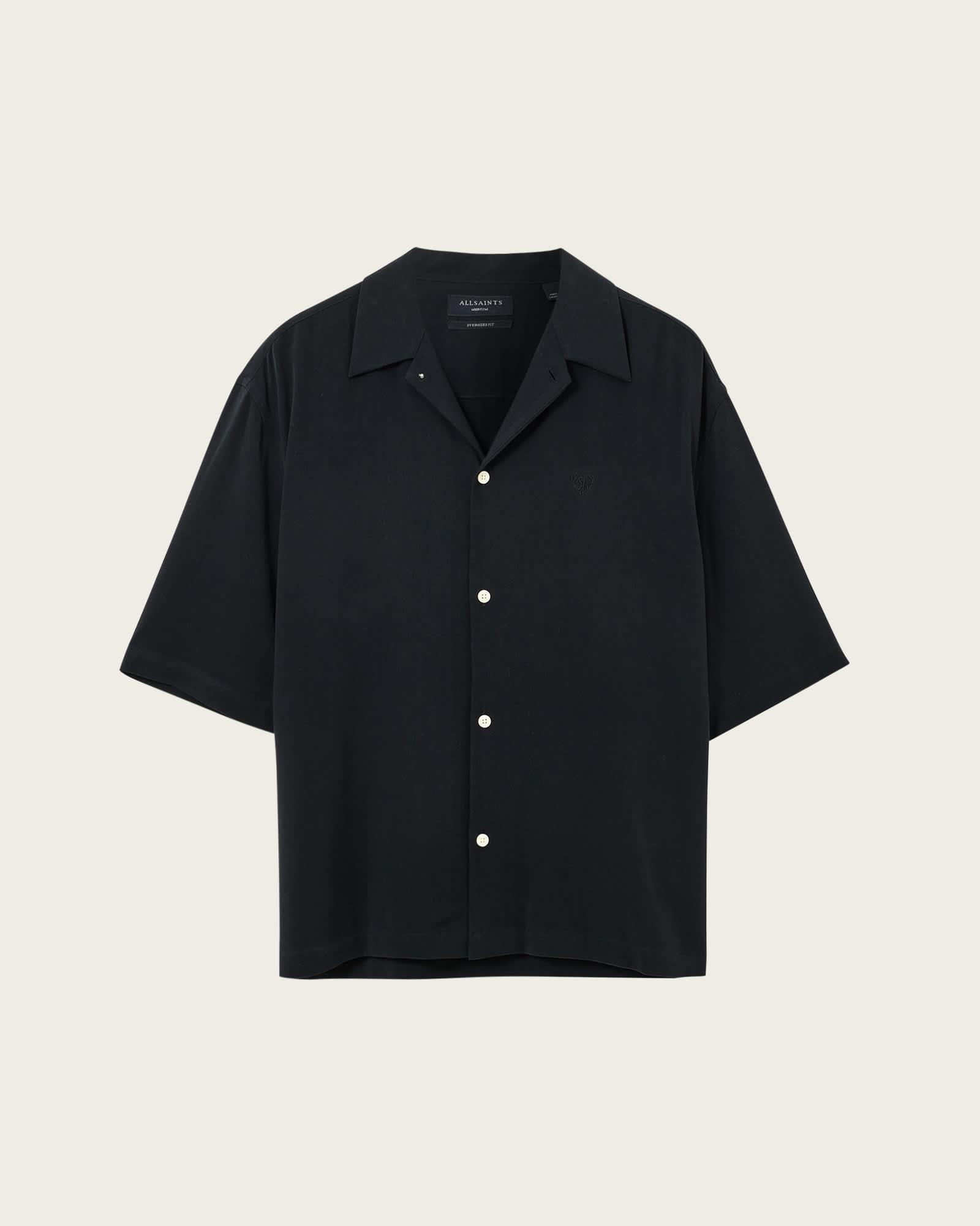 Rialto Oversized Short Sleeve Shirt BLAINN BLACK | ALLSAINTS US Product Image