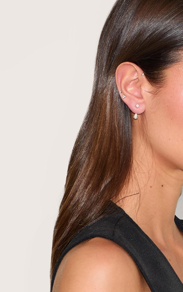  Gold Curved Diamante Detail Earrings Product Image