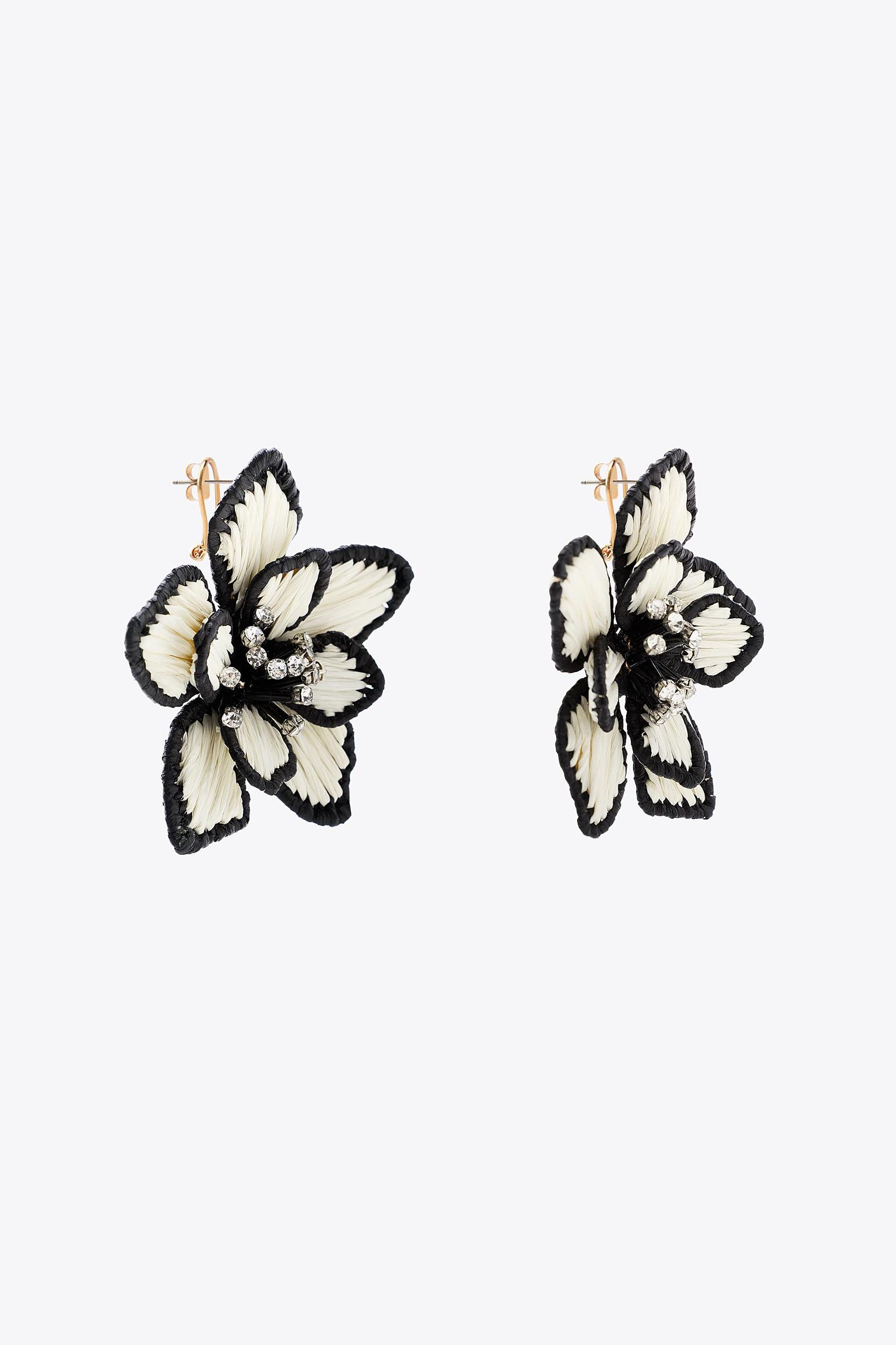 CONTRAST RAFFIA FLOWER EARRINGS Product Image