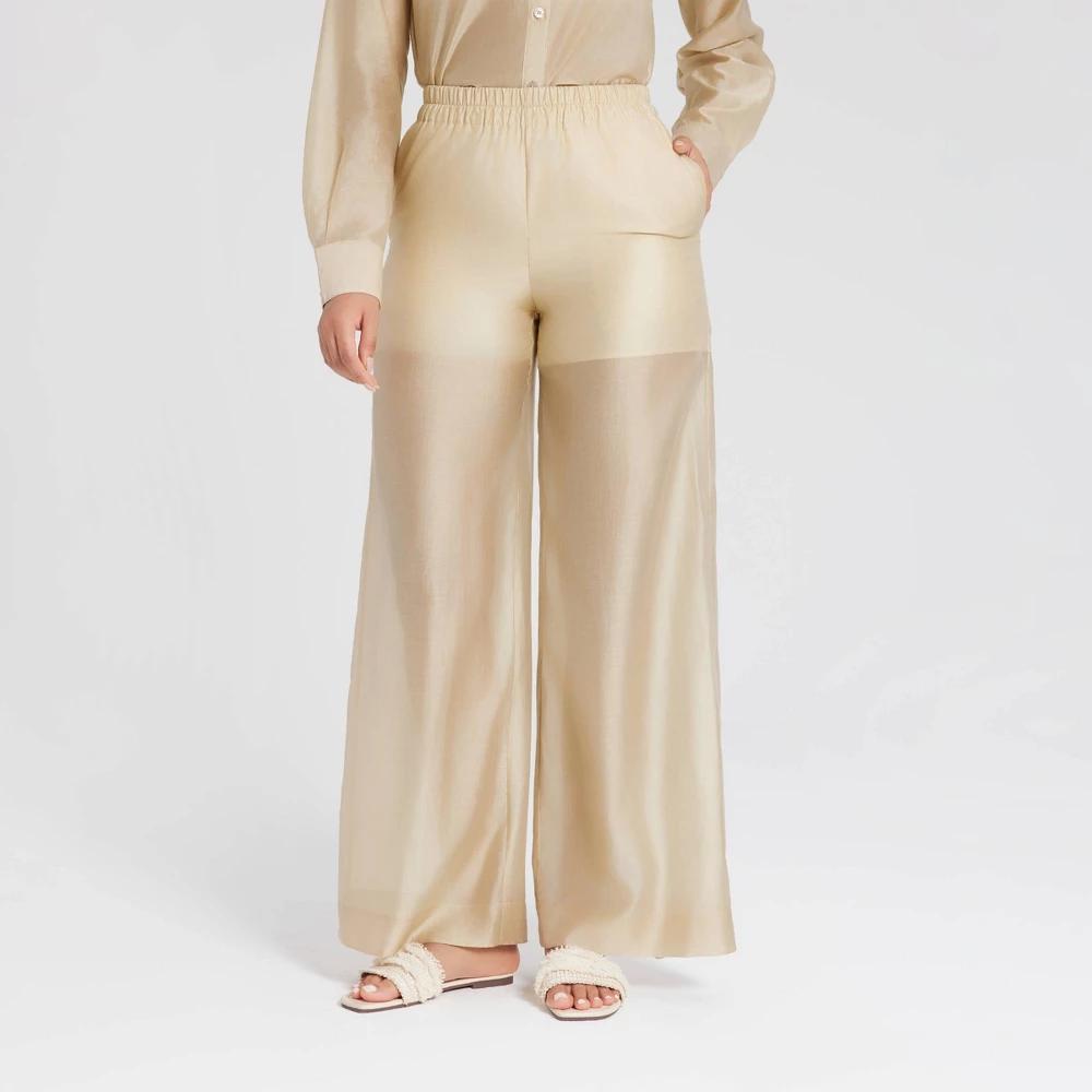 Women's Mid-Rise Wide Leg Pull-On Pants - A New Day™ Purple S Product Image