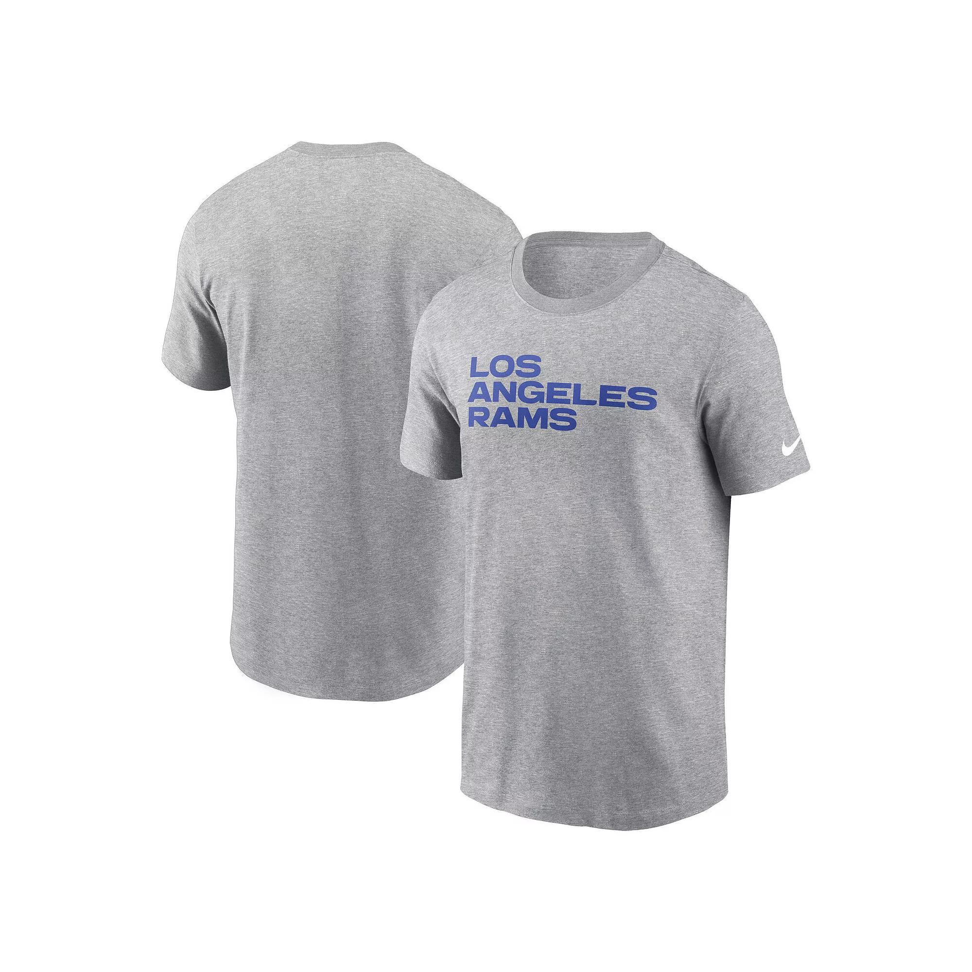 Men's Nike Heather Gray Los Angeles Rams Primetime Wordmark Essential T-Shirt,  Product Image