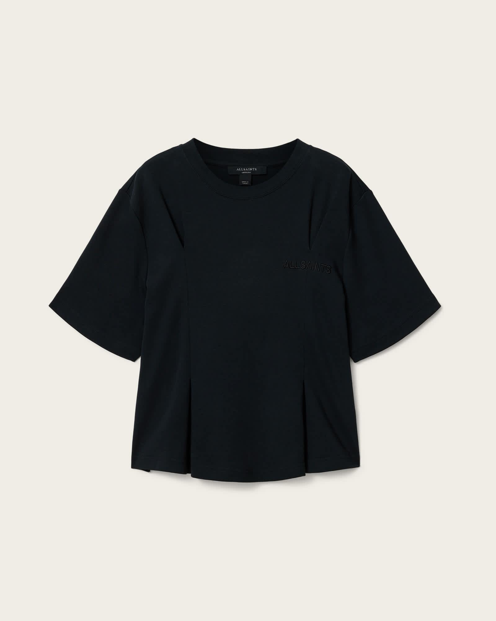 Sofia Lisa Boxy Embroidered T-Shirt Black | ALLSAINTS US Product Image