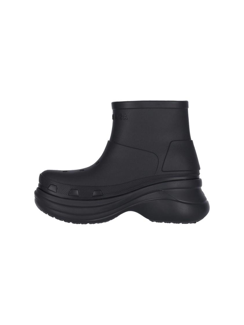 BALENCIAGA Black Crocs Edition Rubber Boots In 1000 Product Image