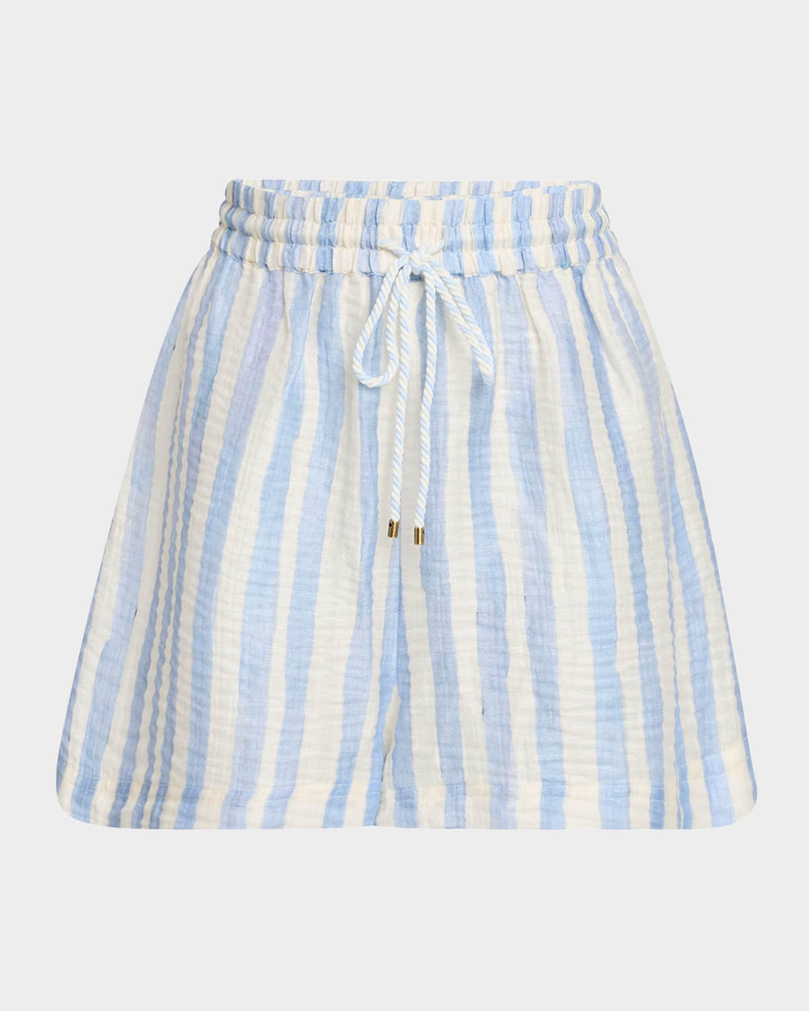 Ana Striped Wide-Leg Beach Shorts Product Image