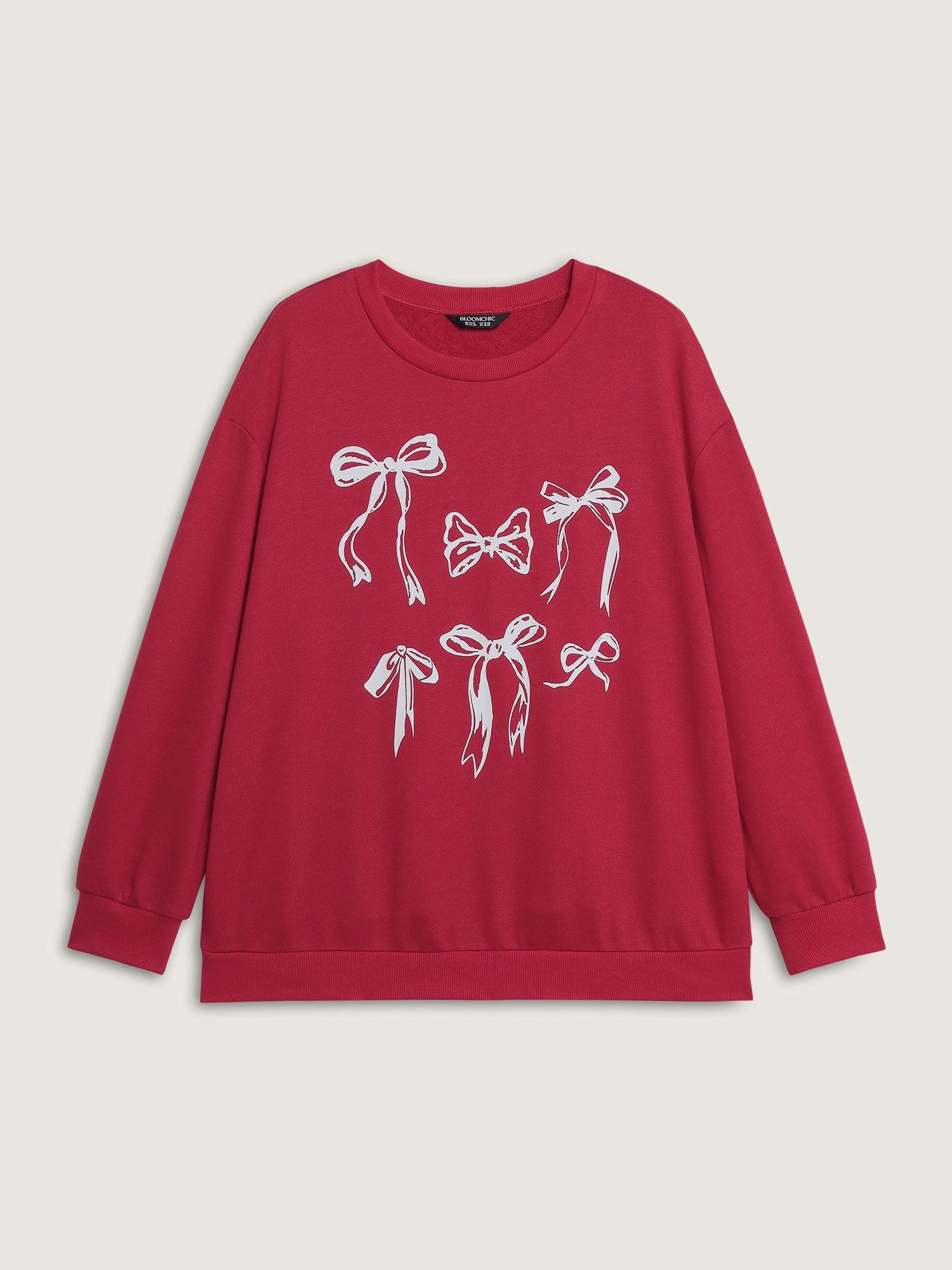 Holiday Bowknot Round Neck Sweatshirt Female Product Image