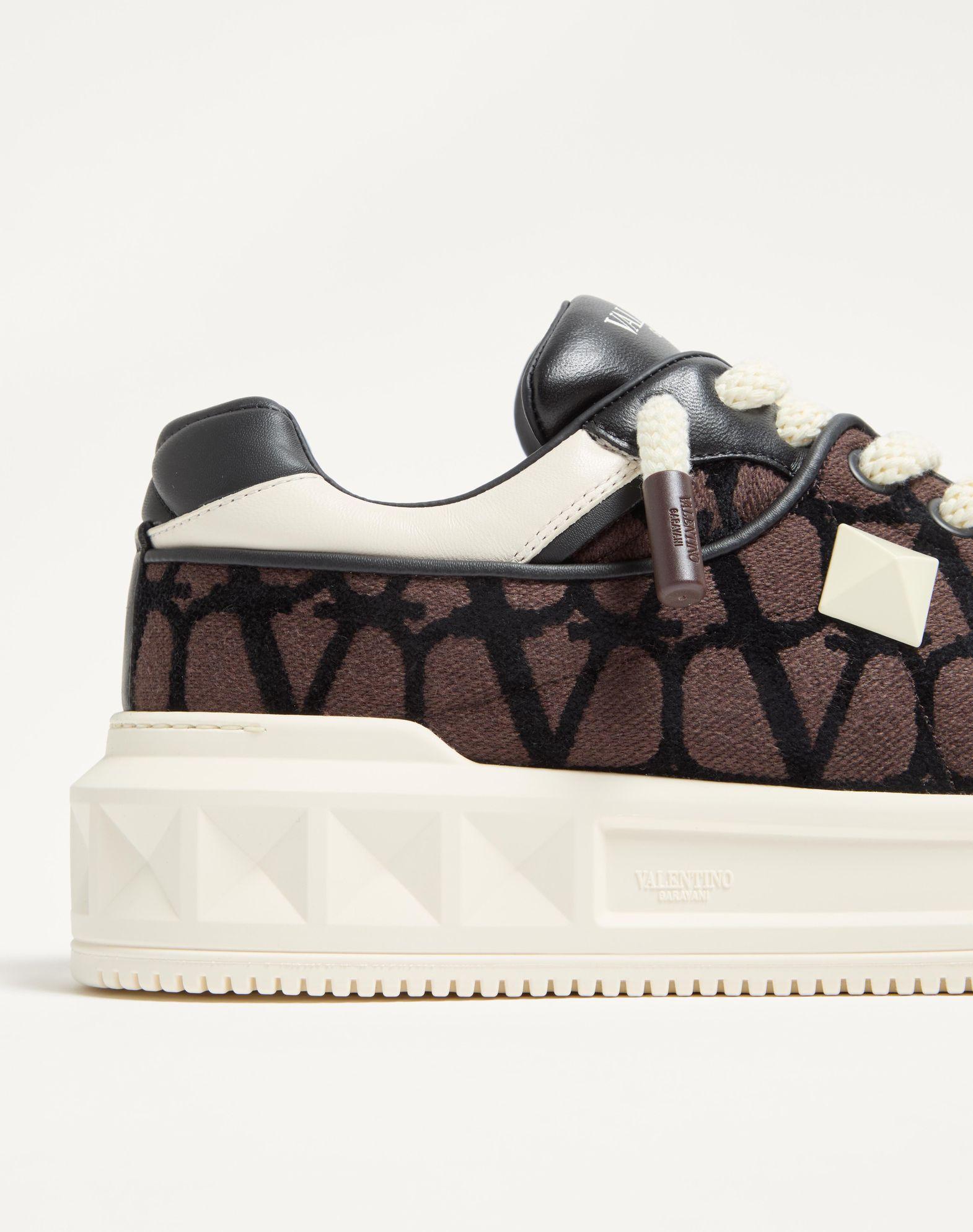 One Stud Xl Low-Top Sneaker In Nappa Leather And Toile Iconographe Fabric Product Image